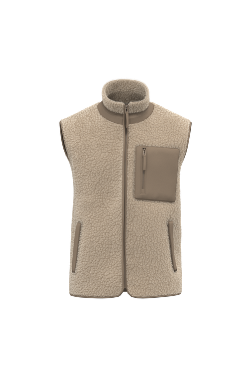 Native Spirit Unisex sherpa bodywarmer in beige & natural, style NS624
