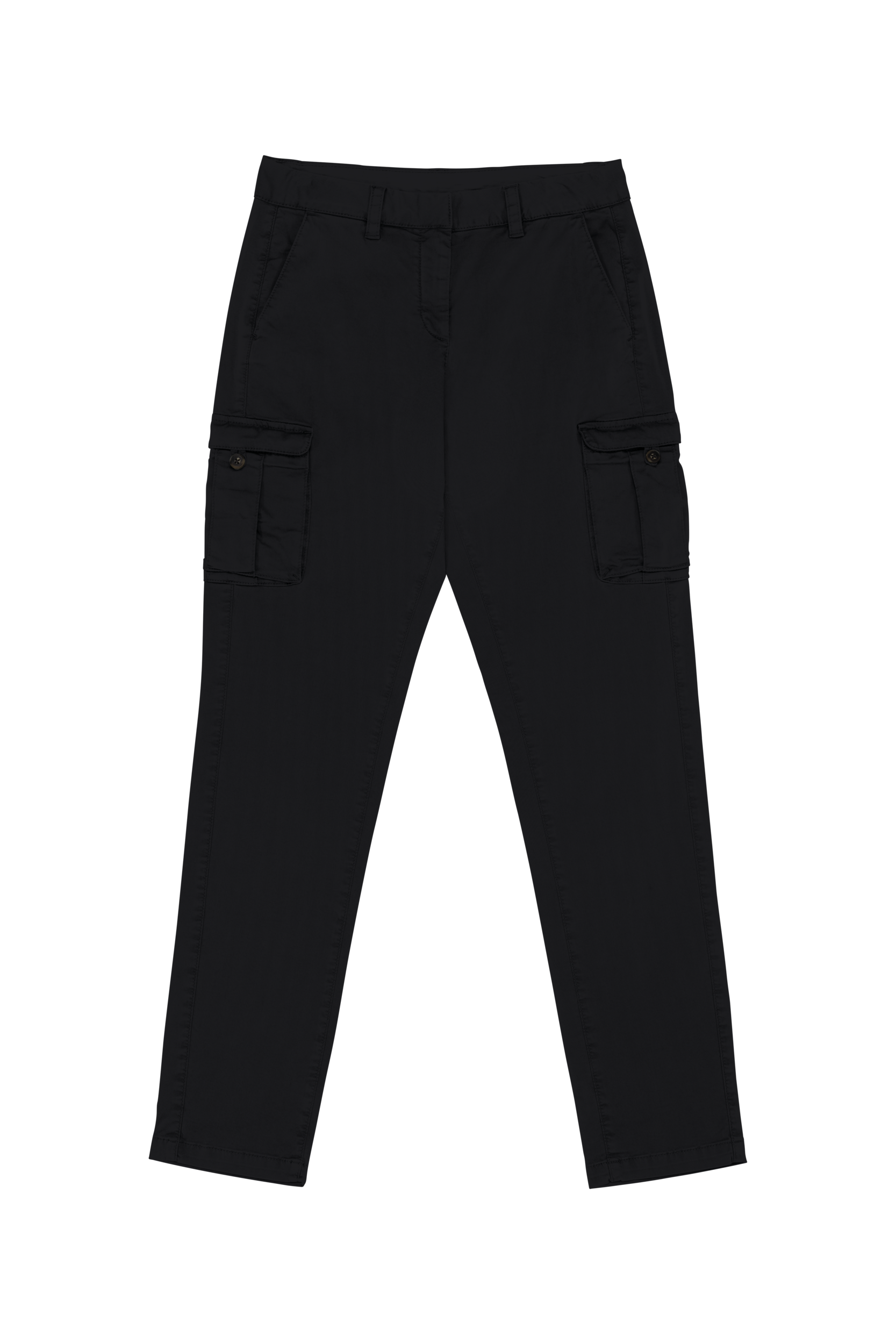Calças cargo eco-responsáveis com aspecto lavado de senhora — Preto Frente