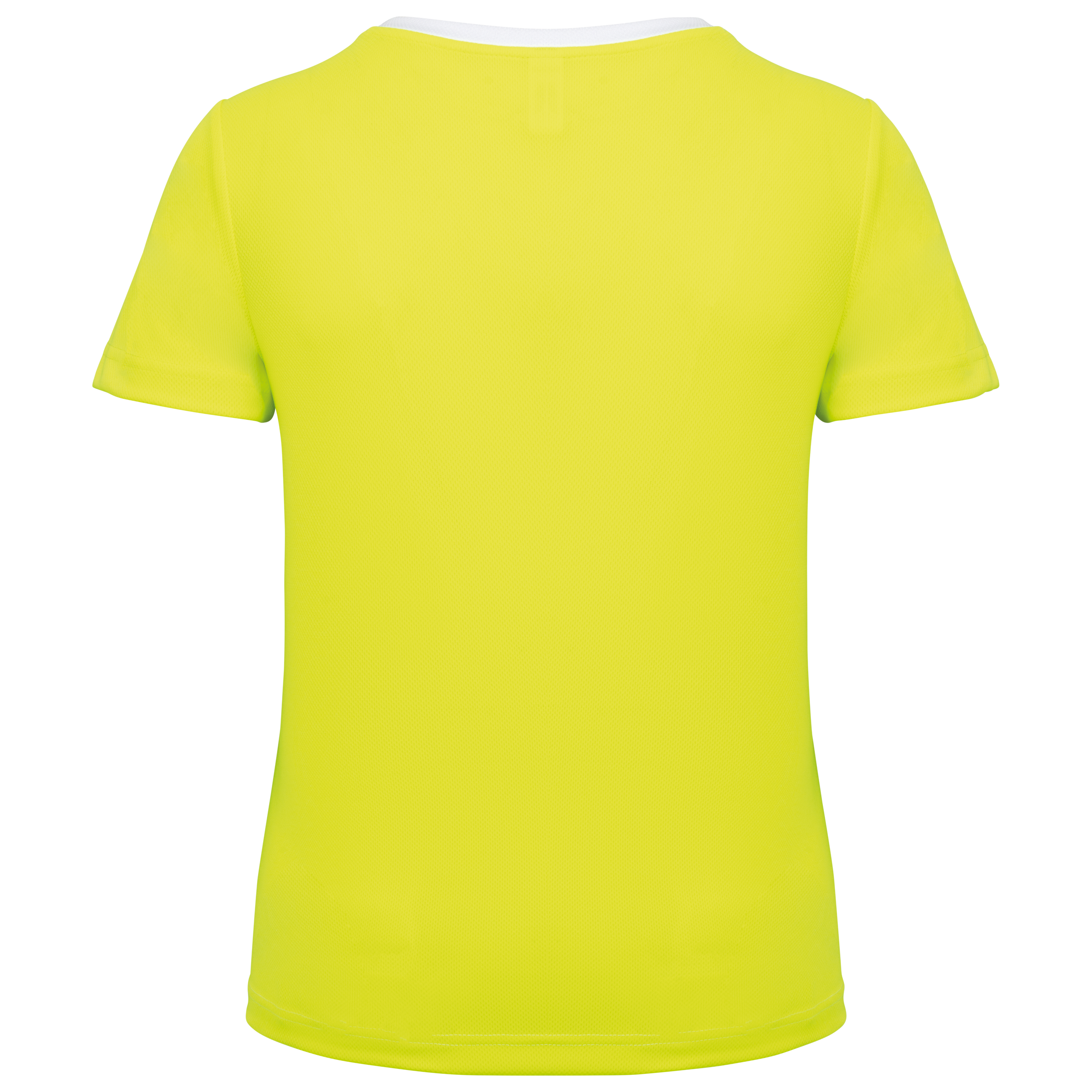 T-shirt de desporto bicolor eco-responsável de senhora - White / Fluorescent Yellow