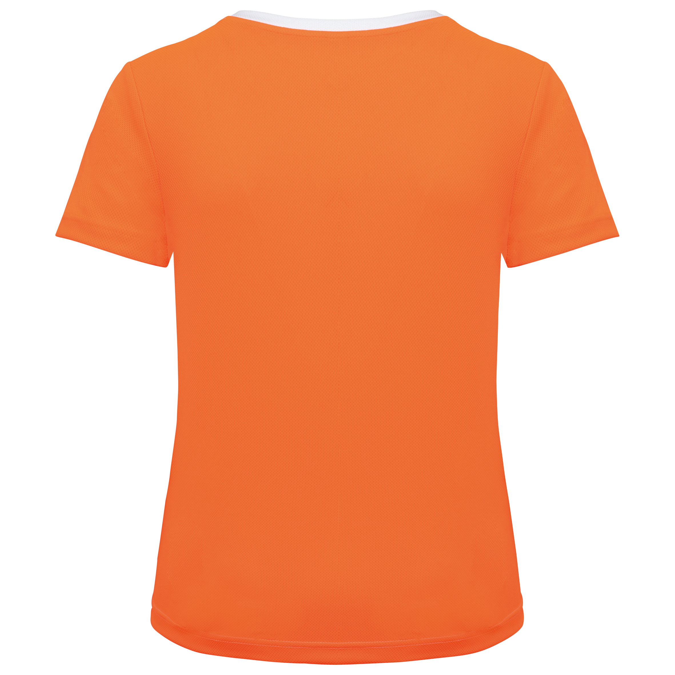 T-shirt de desporto bicolor eco-responsável de senhora - White / Fluorescent Orange