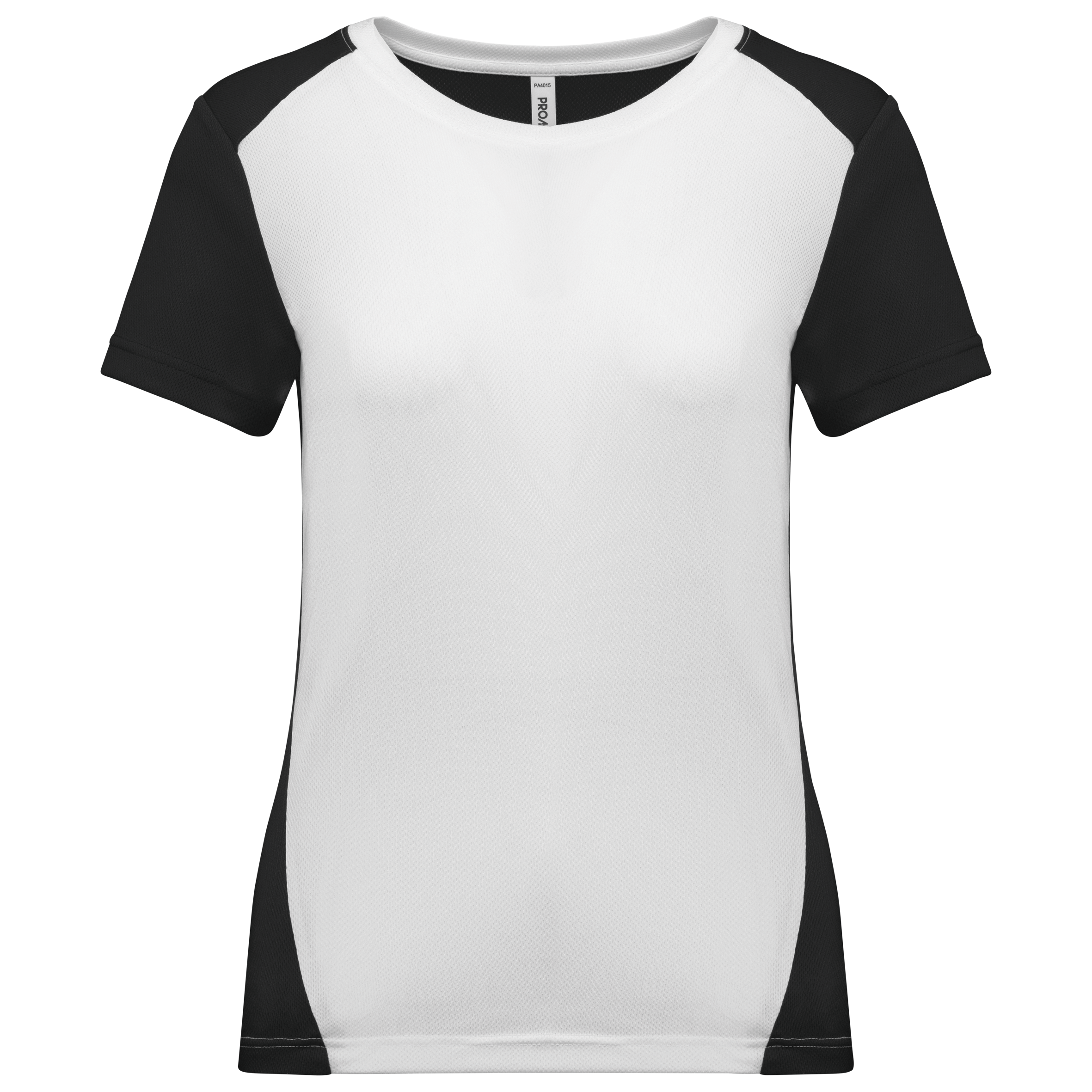 T-shirt de desporto bicolor eco-responsável de senhora — Branco Frente