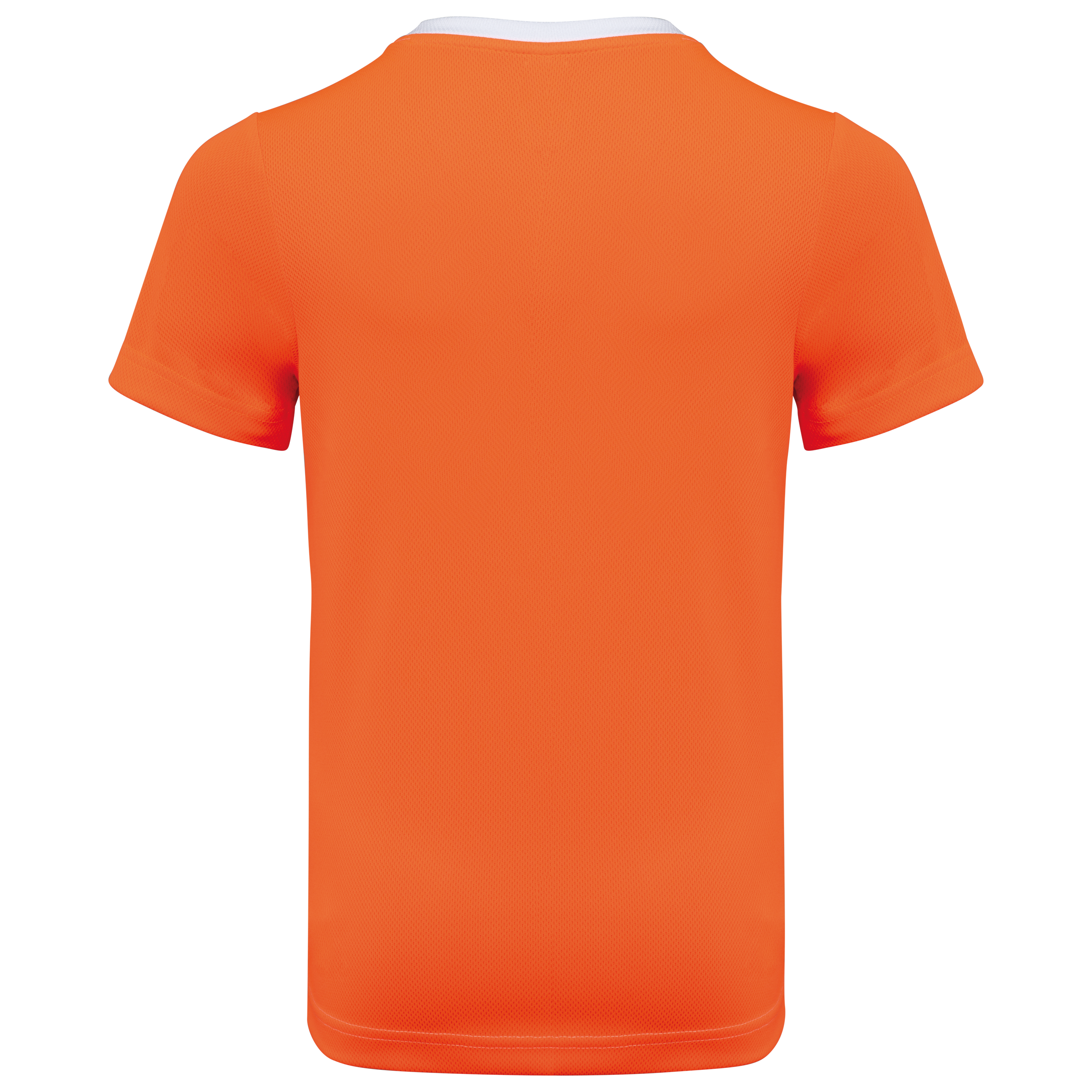 T-shirt de desporto bicolor eco-responsável de criança - White / Fluorescent Orange