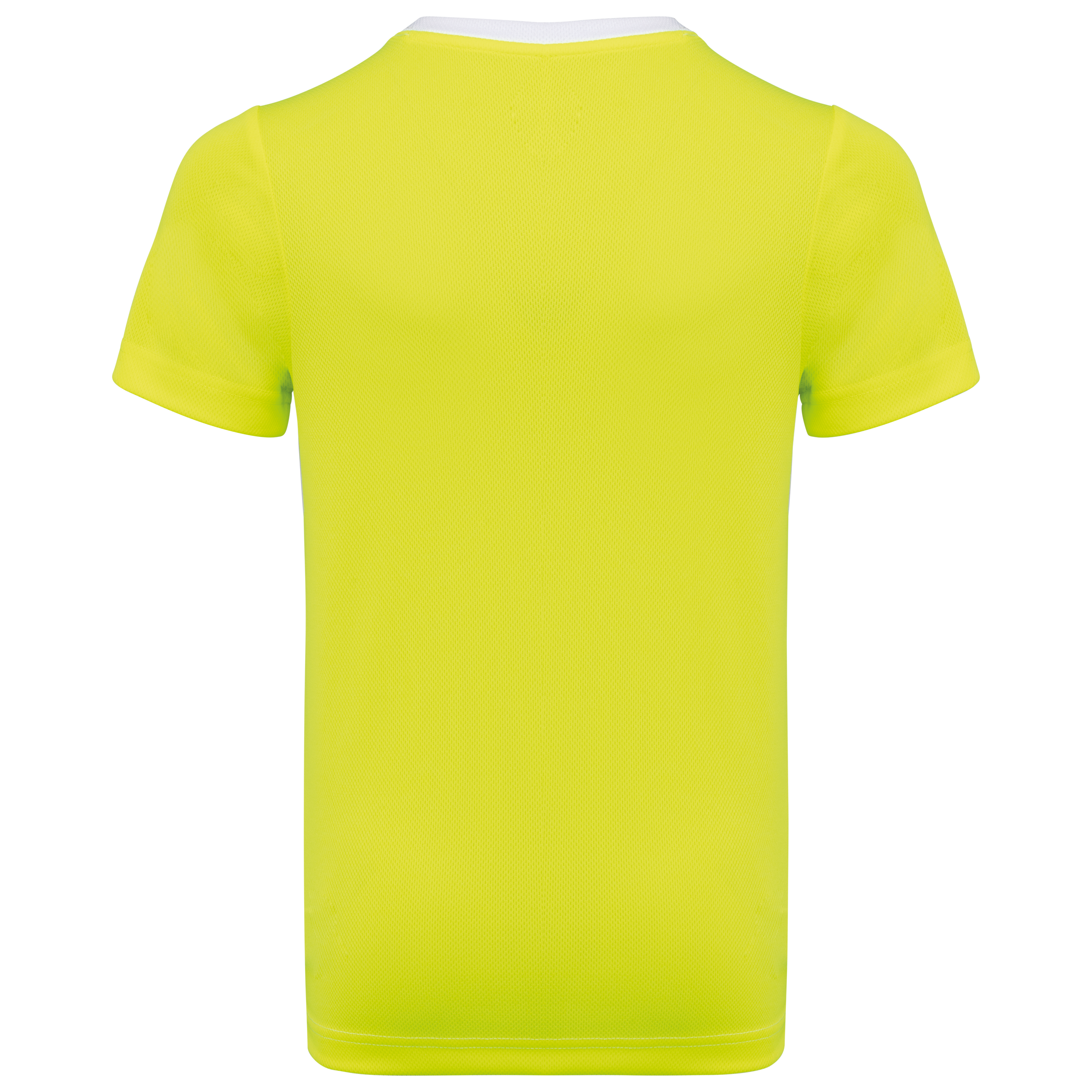 T-shirt de desporto bicolor eco-responsável de criança - White / Fluorescent Yellow