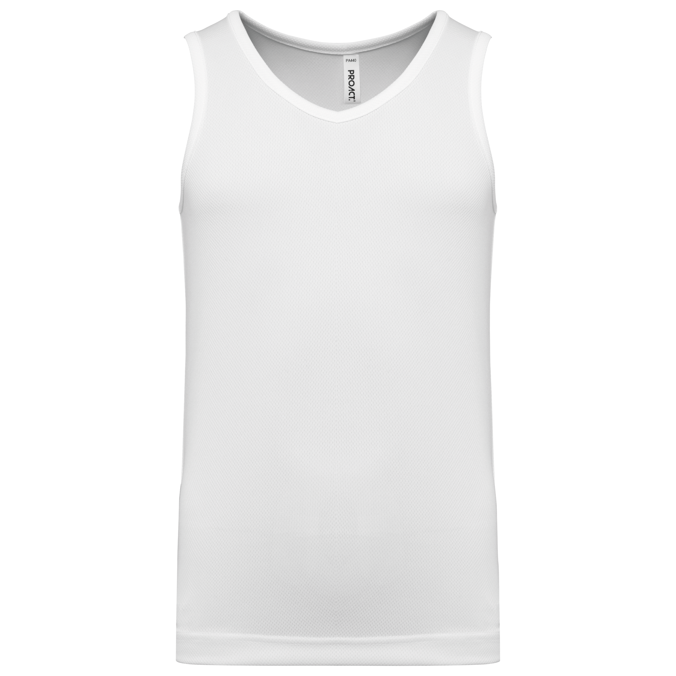 T-shirt de desporto sem manga de criança — Branco Frente