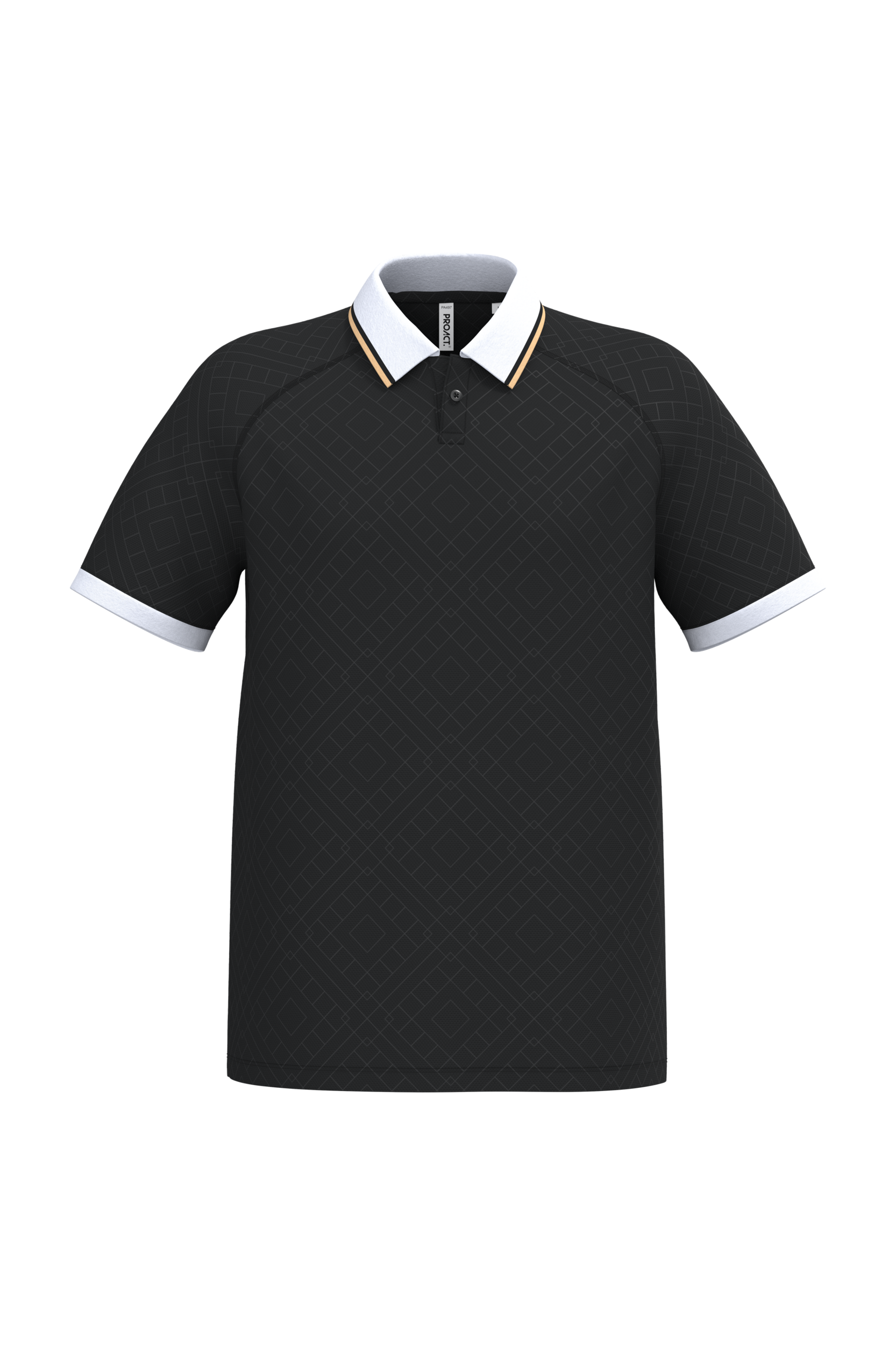 T-shirt lifestyle com colarinho tipo polo unissexo — Preto Frente