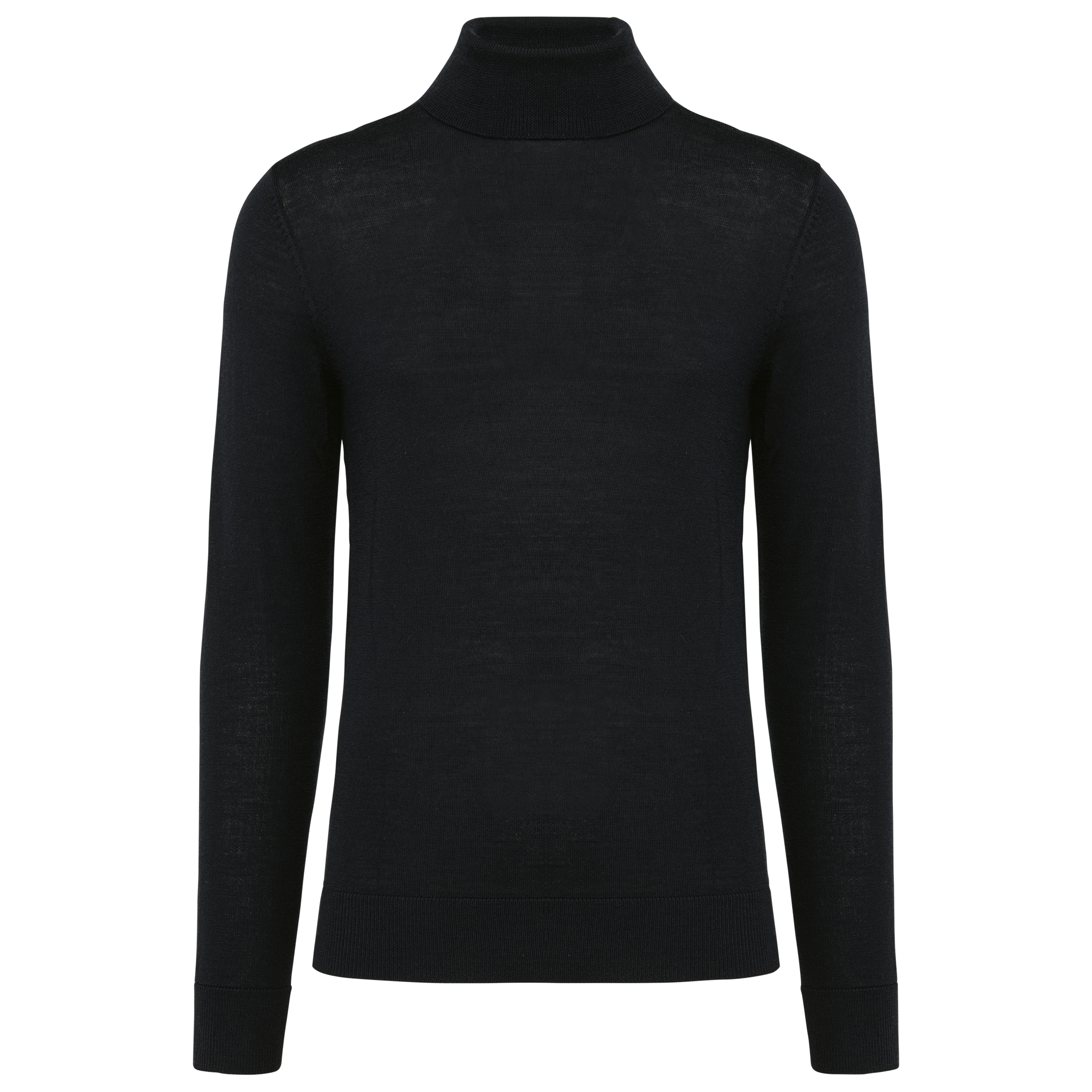 Camisola de gola alta em lã Merino de homem — Preto Frente