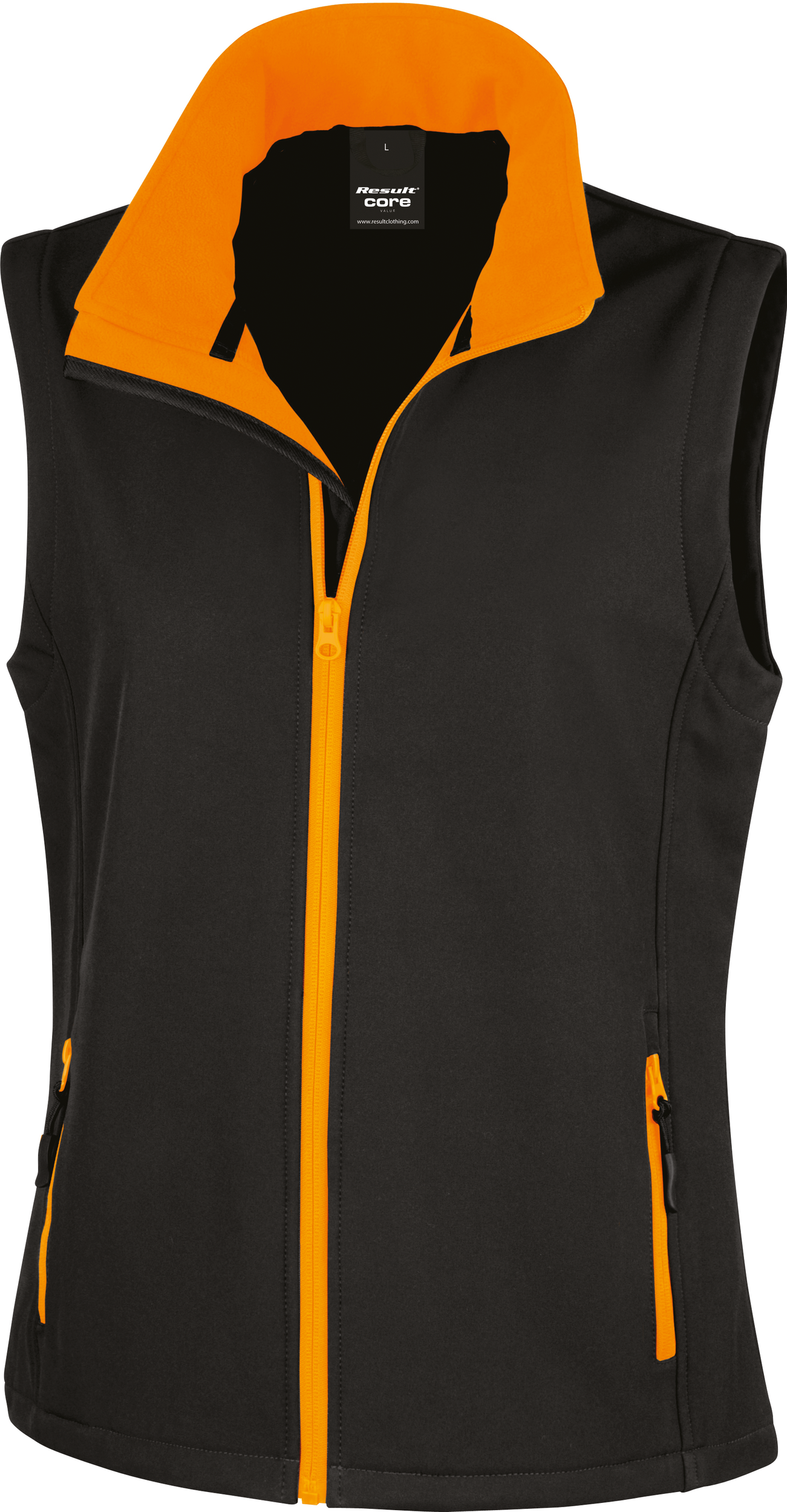 Colete softshell de senhora "printable" - Black / Orange