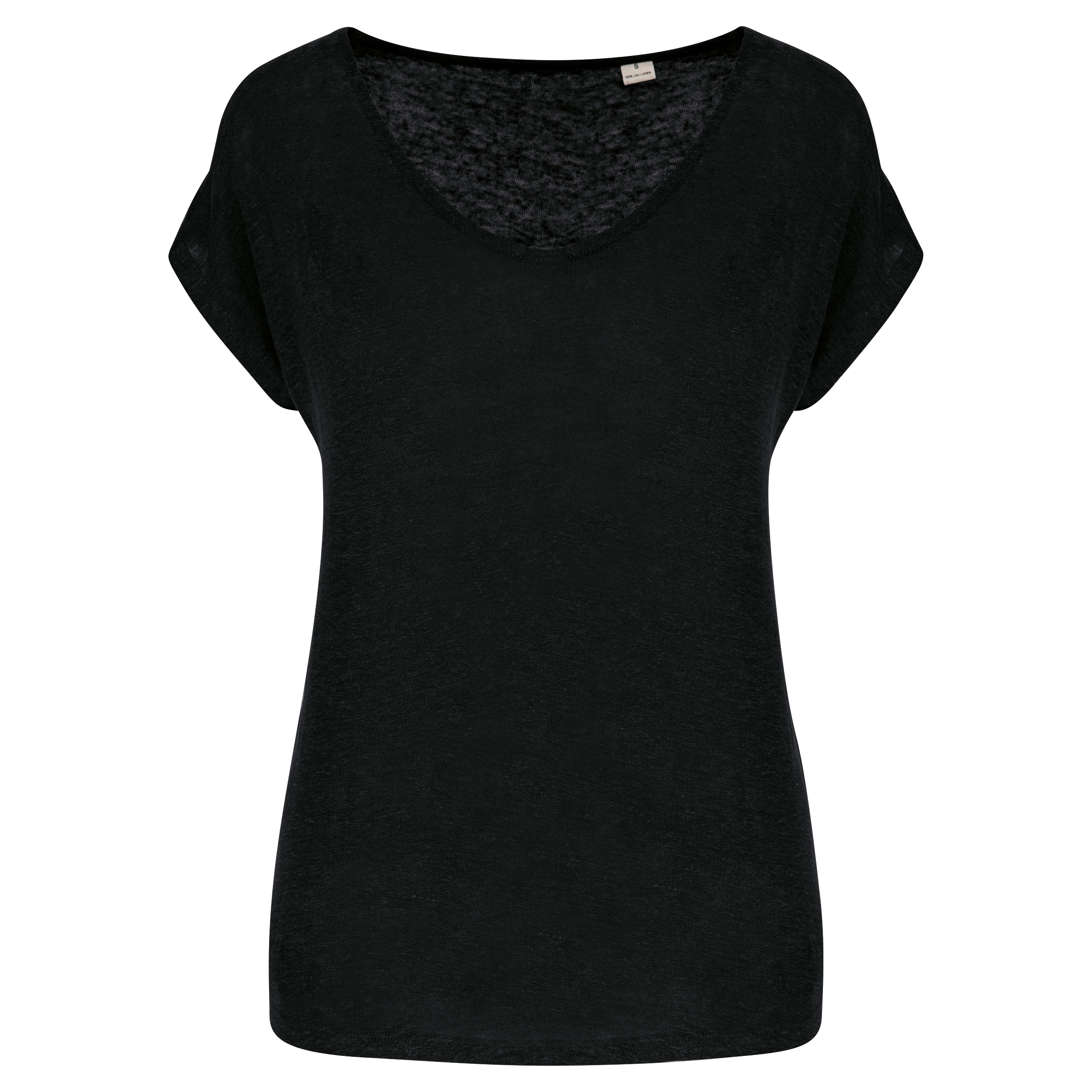 T-shirt col V en lin femme - Image 10
