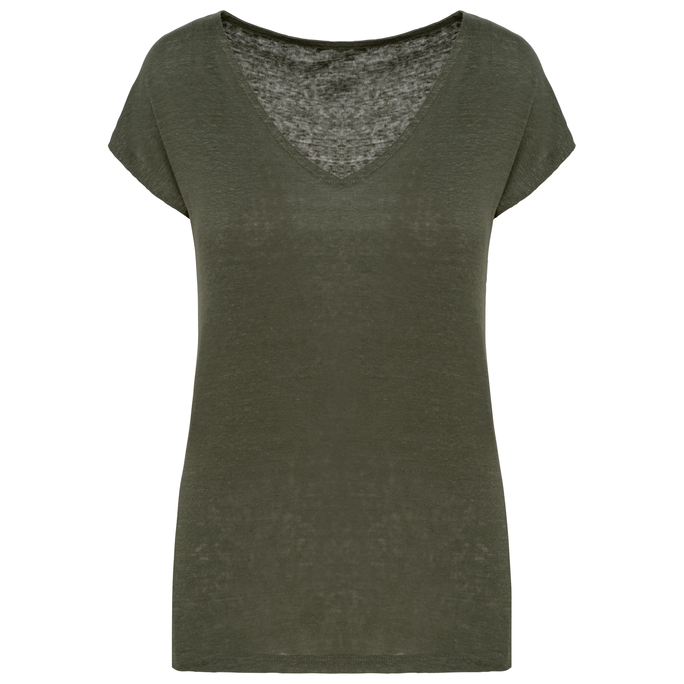 T-shirt col V en lin femme - Image 19