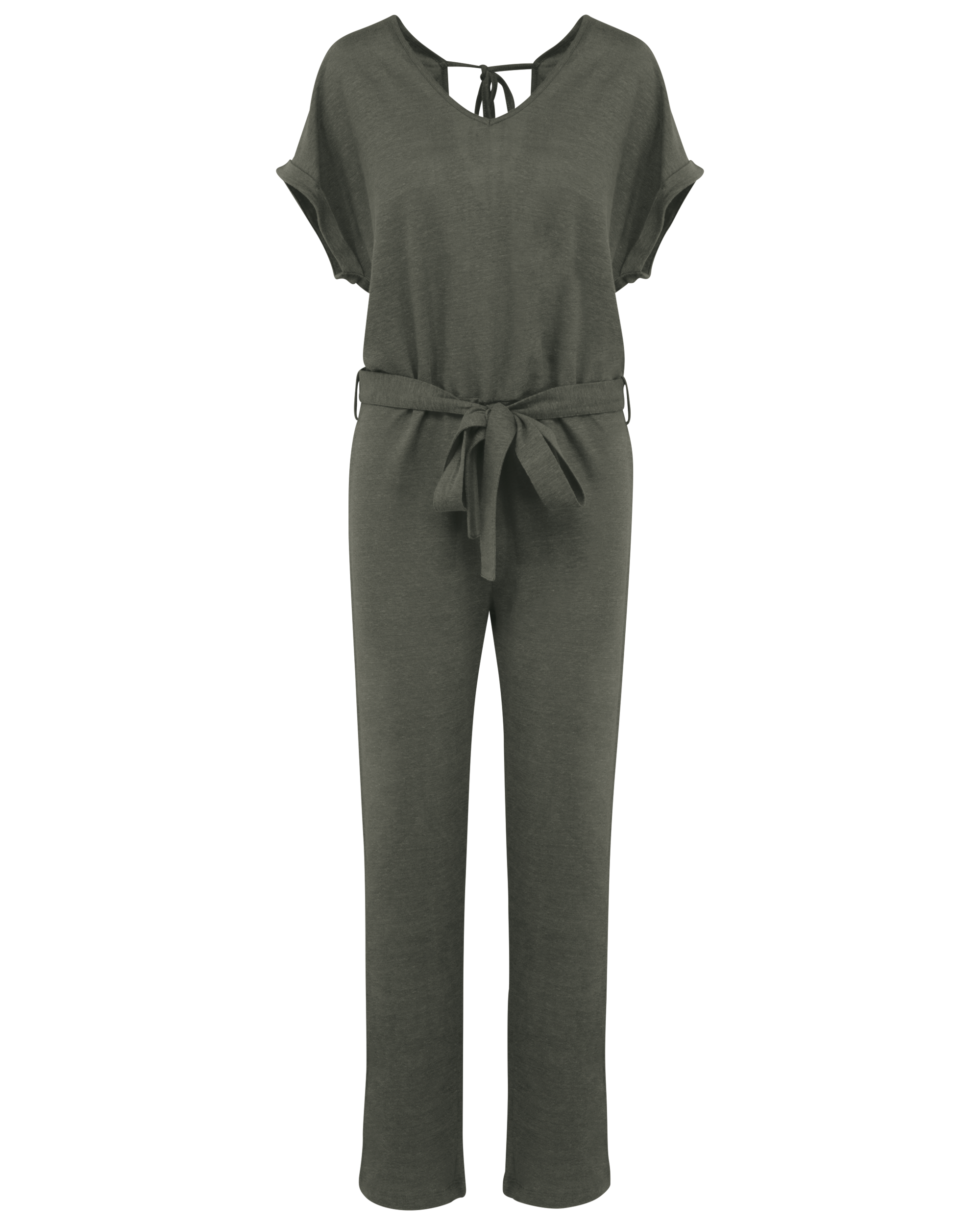 Mono de punto y manga corta de lino mujer