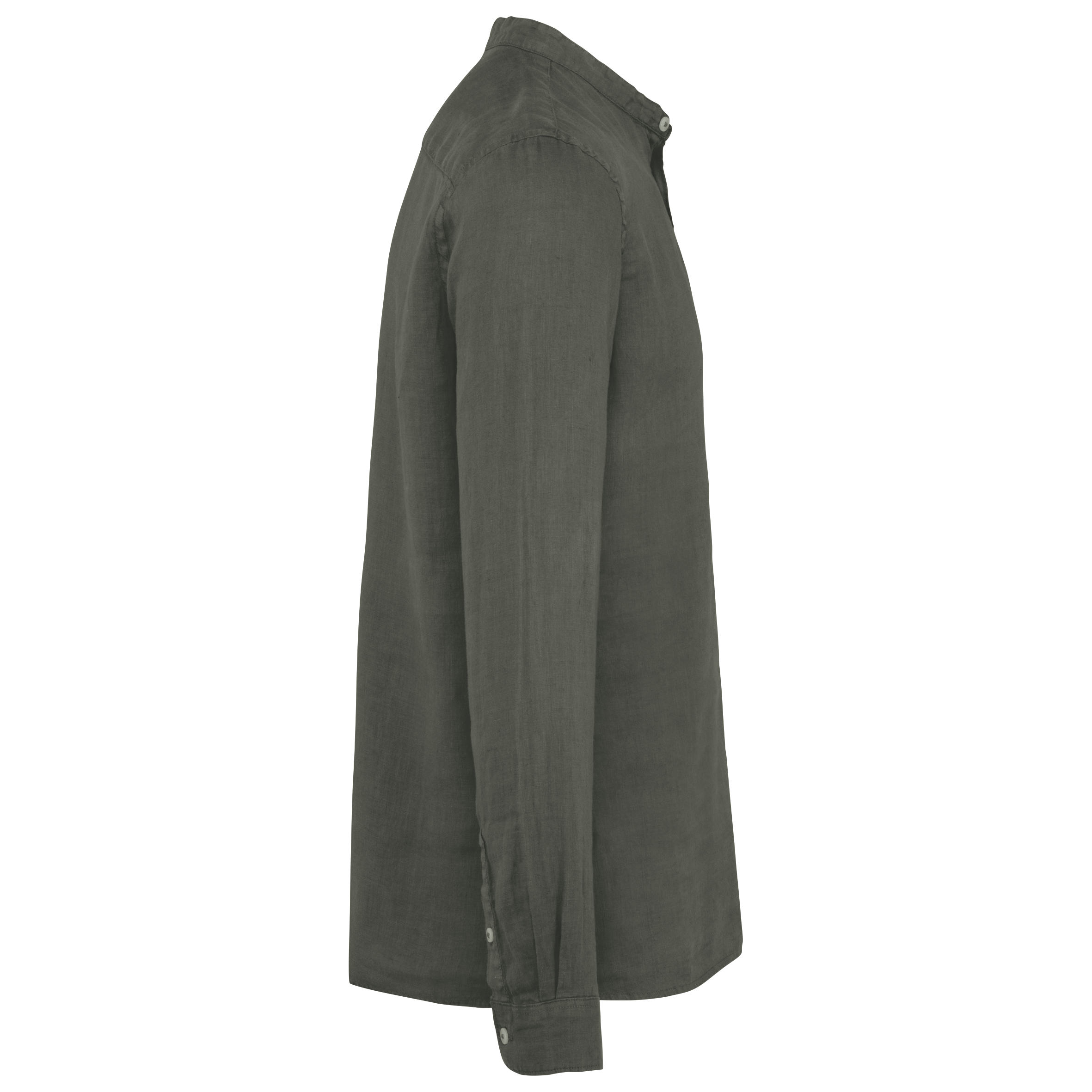 Camisa cuello mao efecto lavado de lino hombre