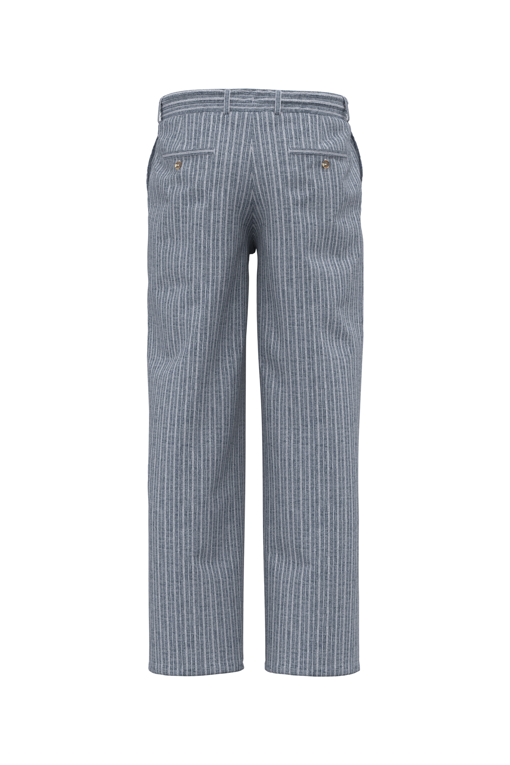 navy blue chambray / white stripes Pantalón a rayas de lino para hombre