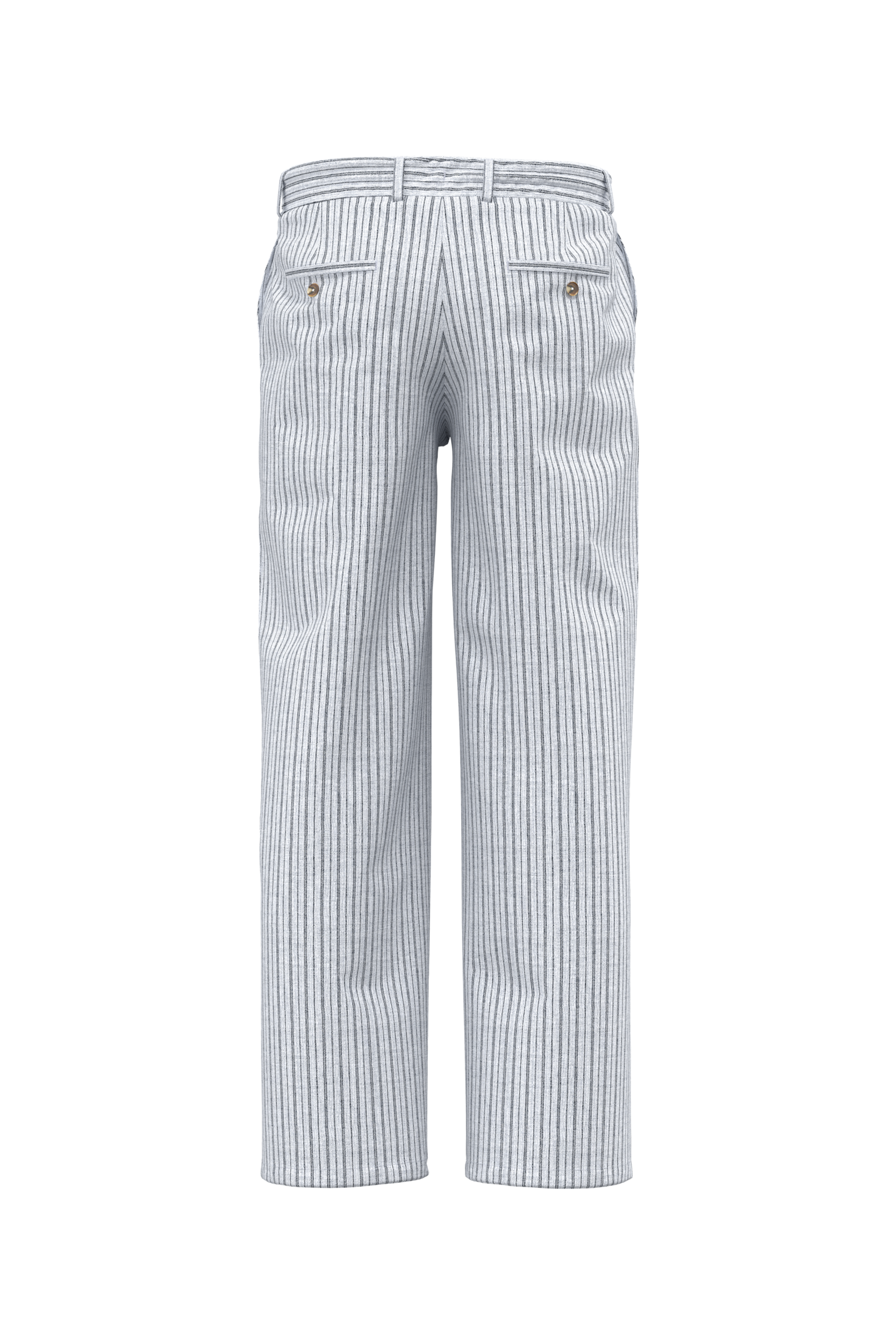 white / navy blue stripes Pantalón a rayas de lino para hombre