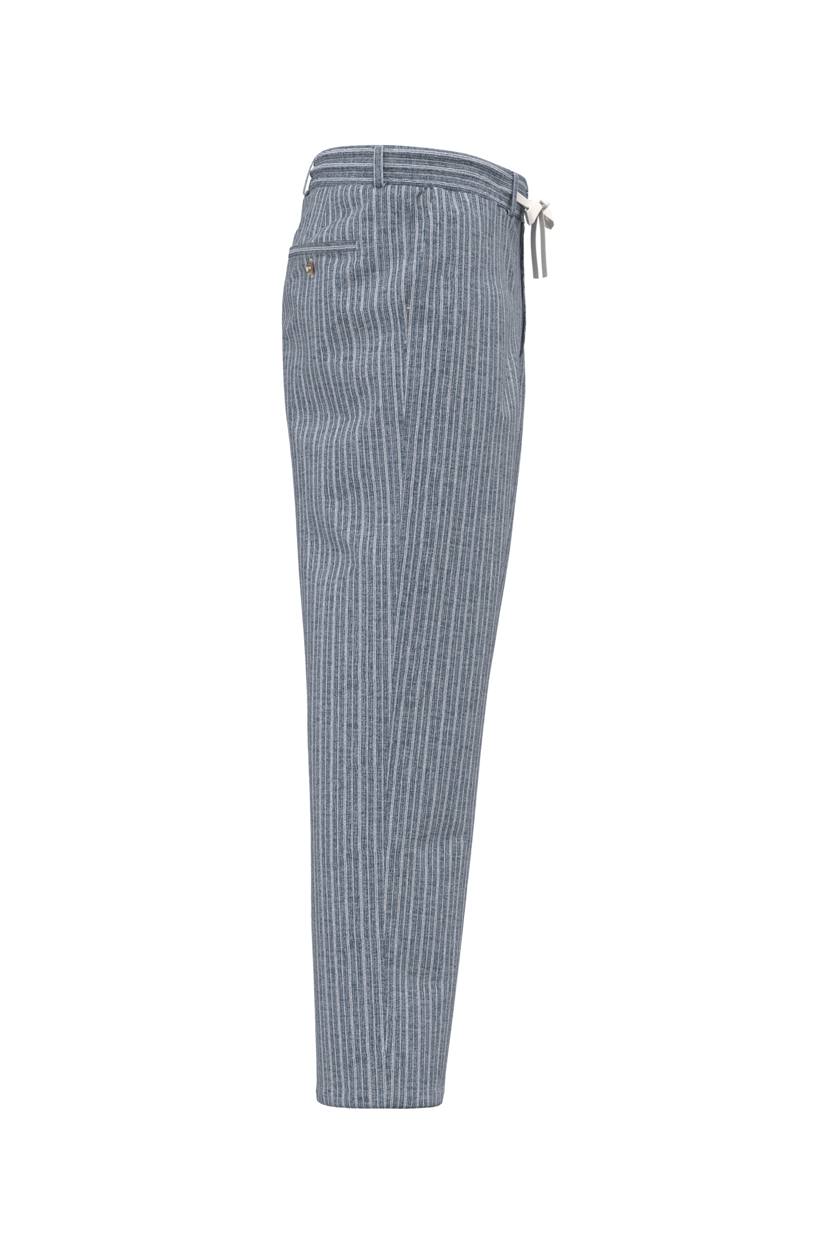 navy blue chambray / white stripes Pantalón a rayas de lino para hombre