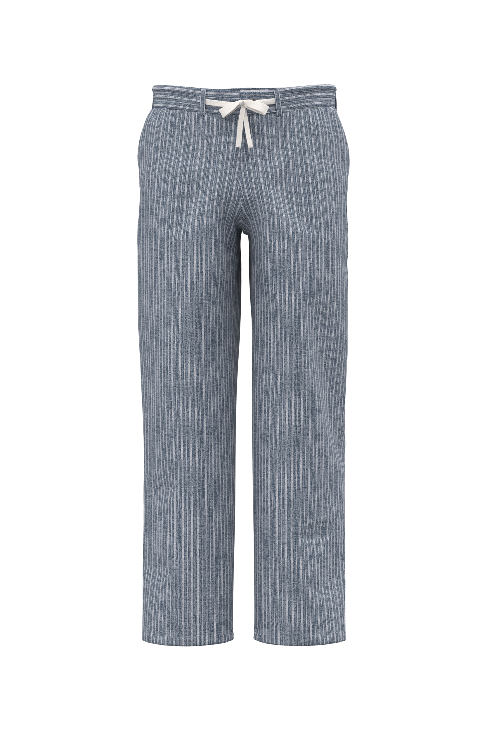 navy blue chambray / white stripes Pantalón a rayas de lino para hombre