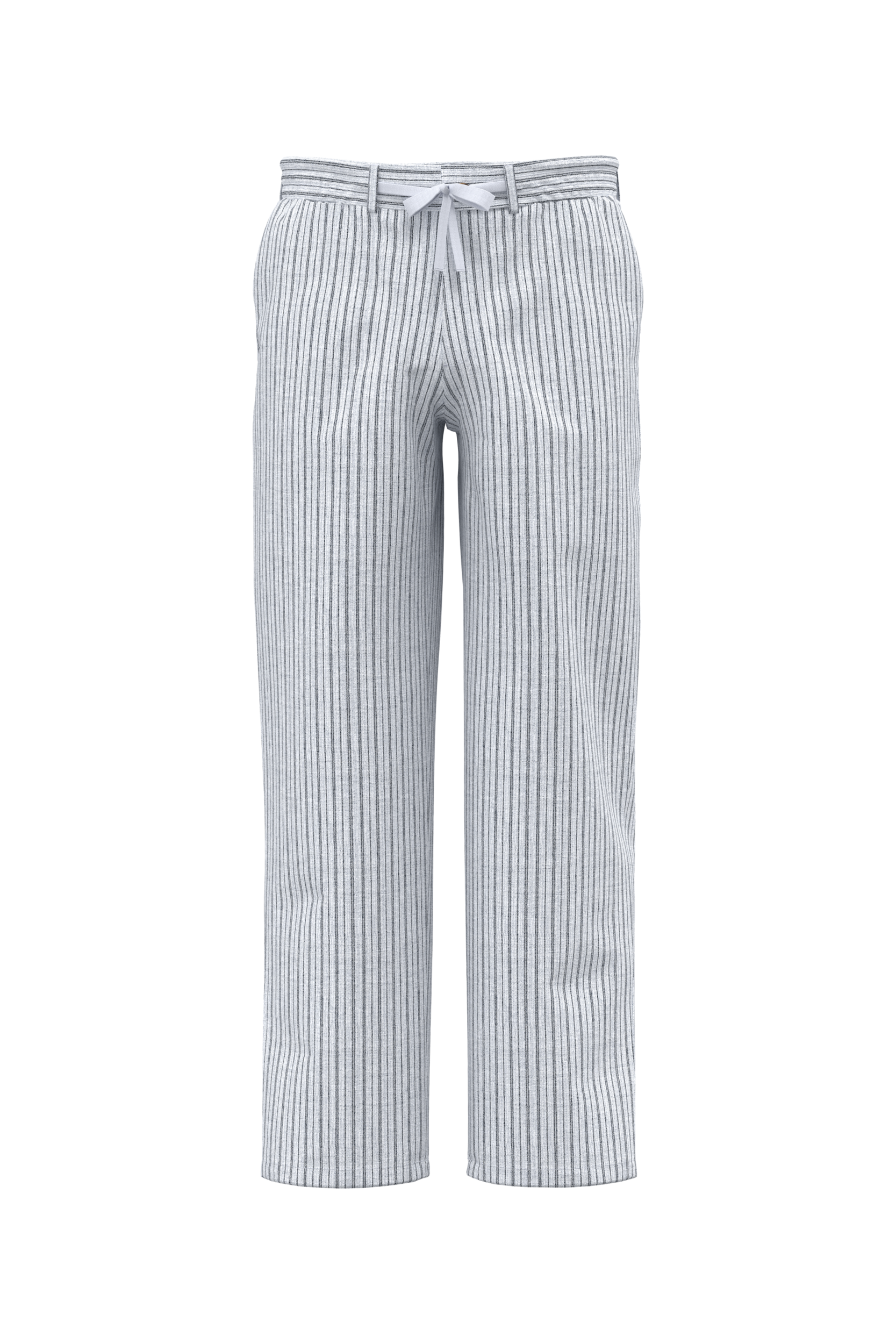 white / navy blue stripes Pantalón a rayas de lino para hombre