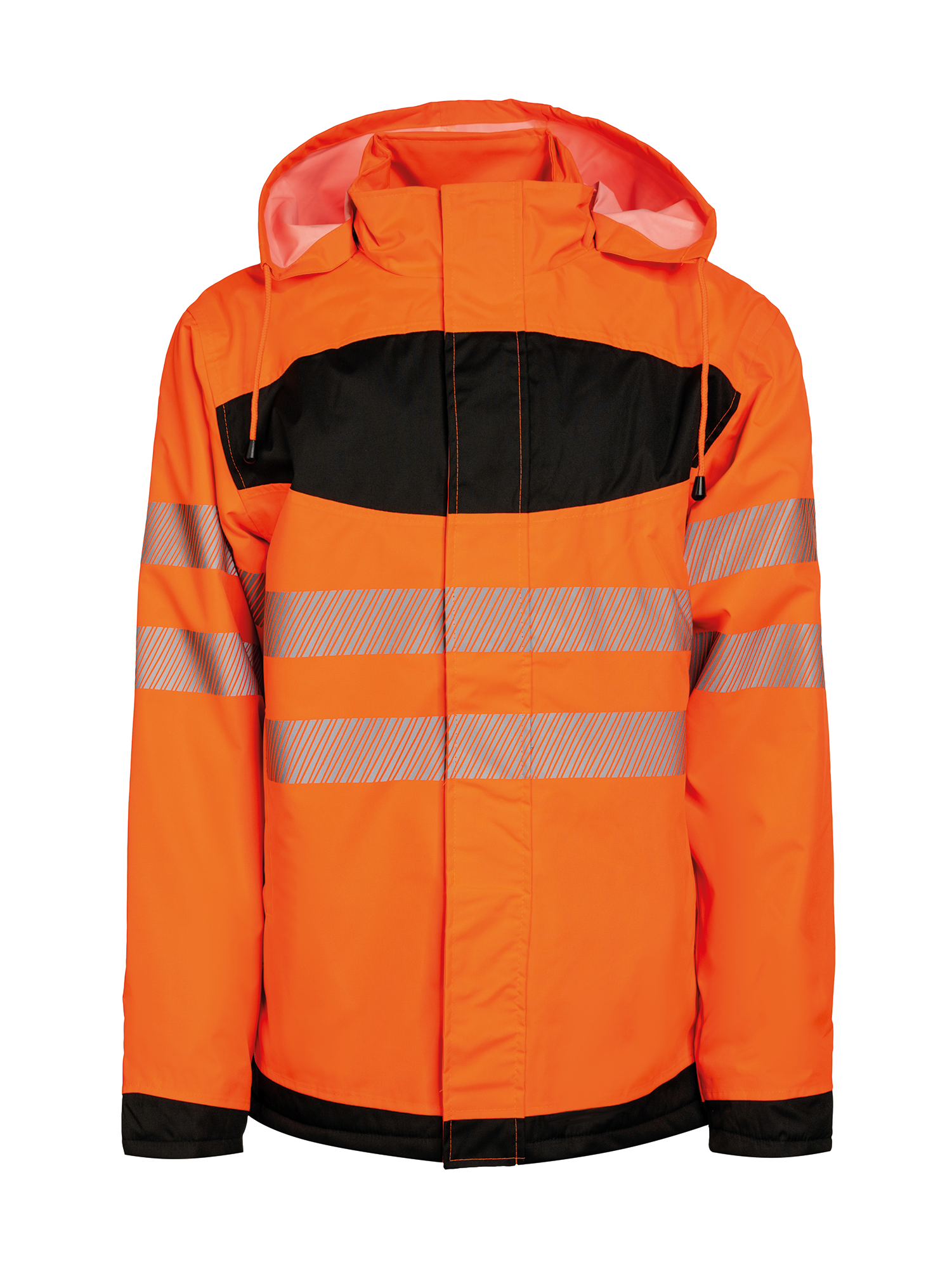 hi vis orange / black Parka de alta visibilidad con bolsillo. Pecho negro