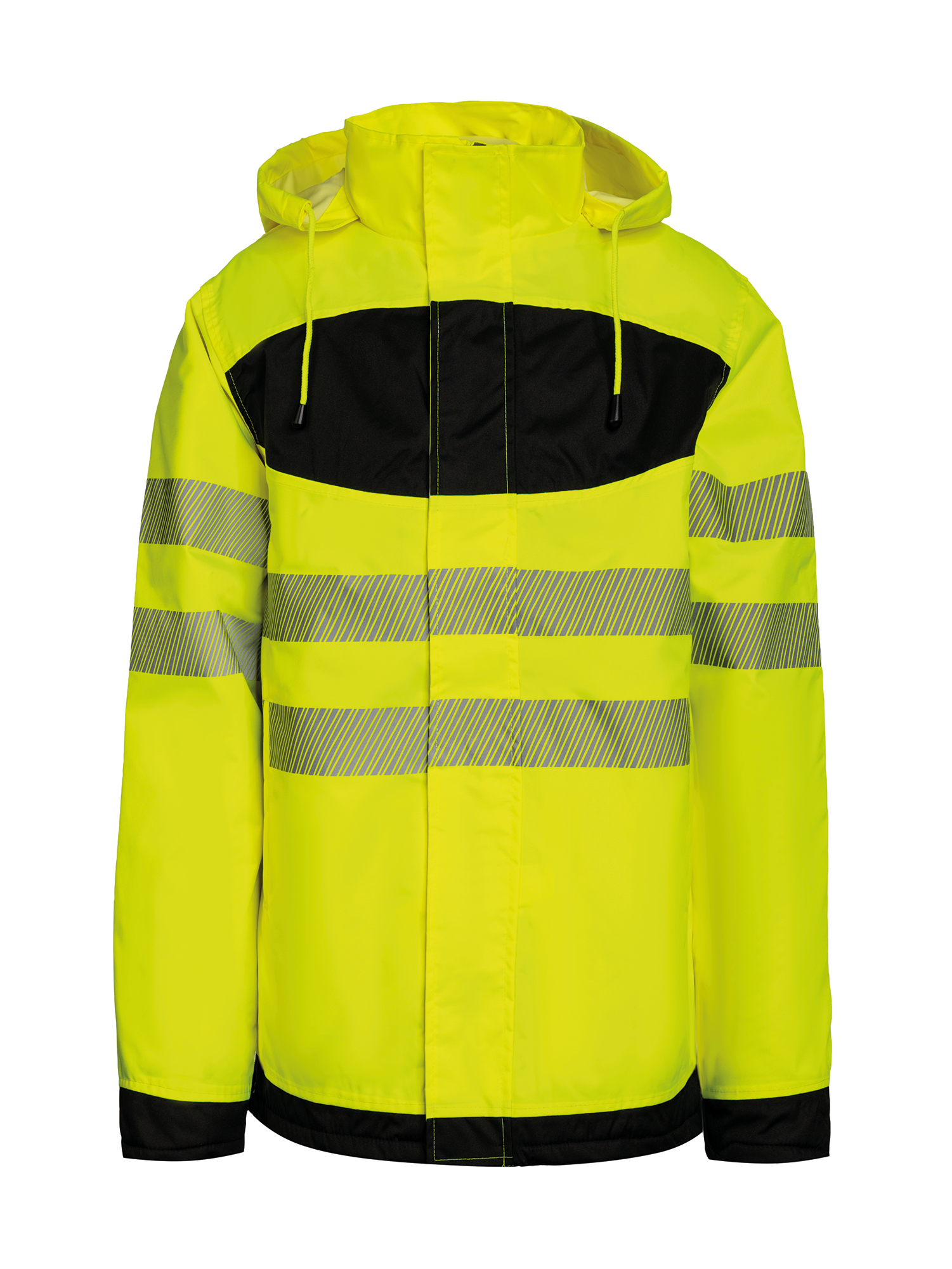 hi vis yellow / black Parka de alta visibilidad con bolsillo. Pecho negro