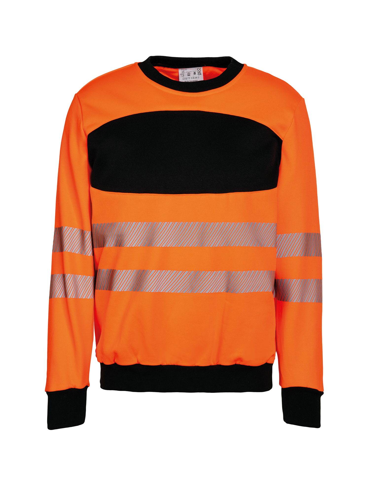 hi vis orange / black Sudadera de alta visibilidad con pecho negro.