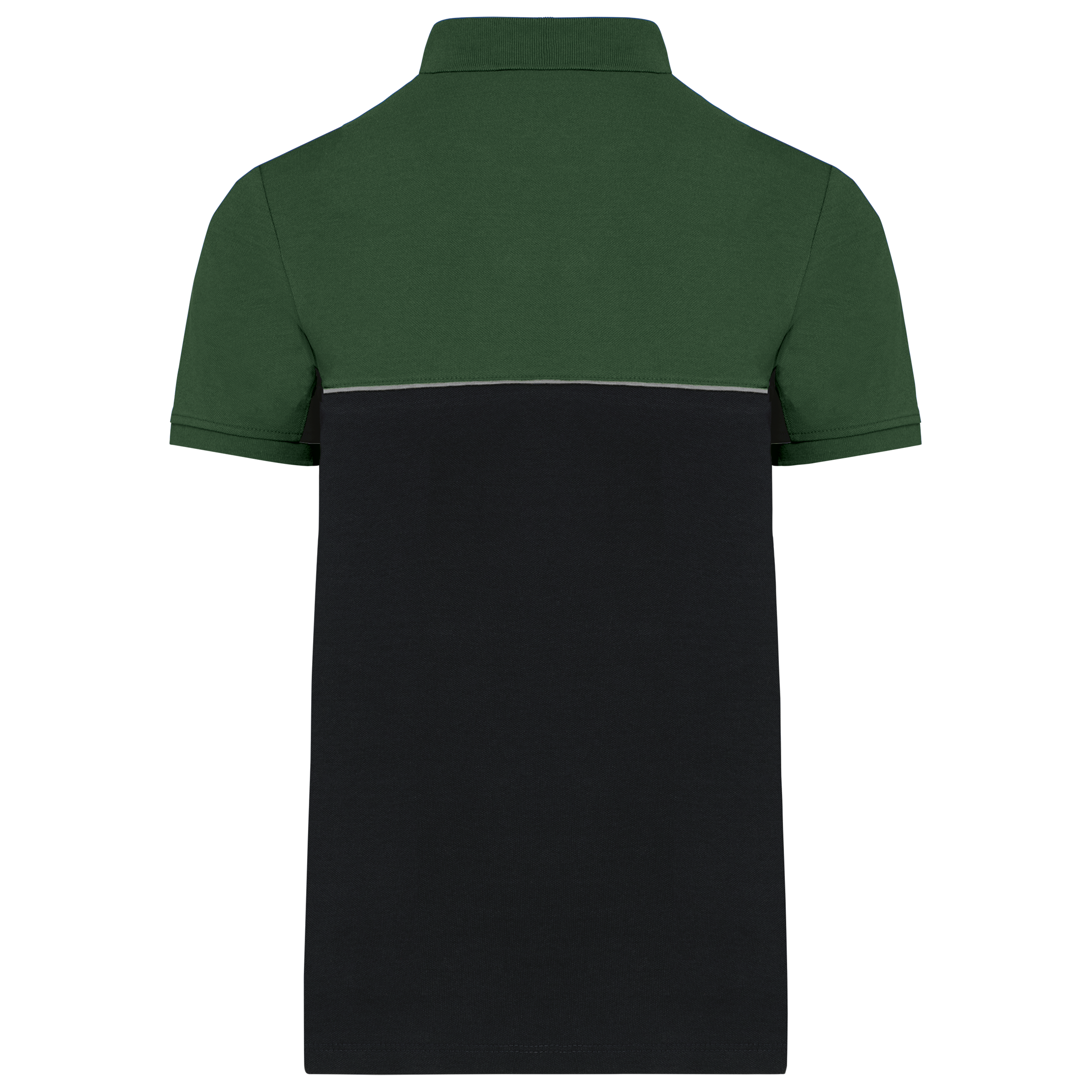 Polo bicolor de manga curta eco-responsável unissexo - Black / Forest Green