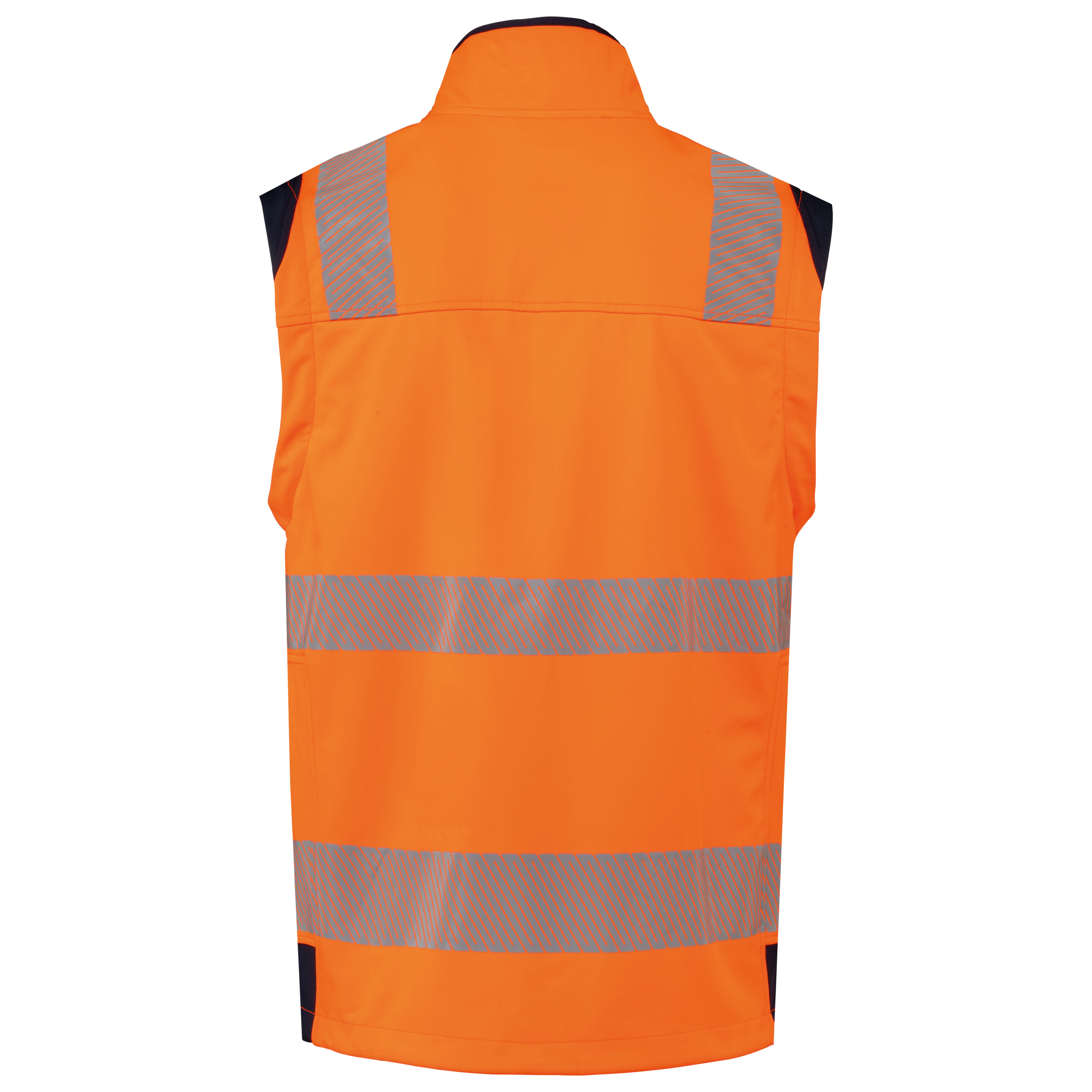 Casaco softshell de segurança em material reciclado com mangas amovíveis unissexo - Hi Viz Orange / Navy