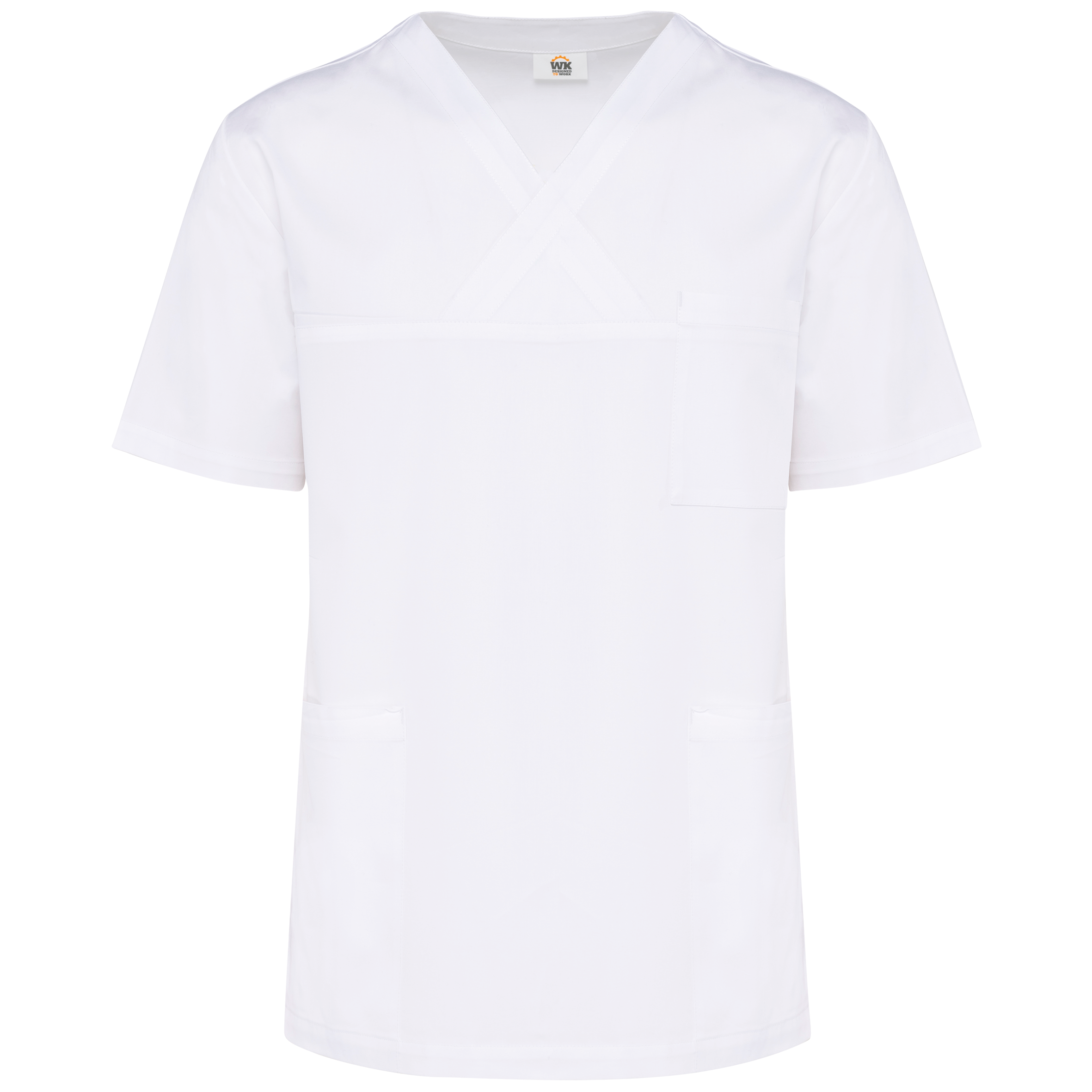 Túnica de manga curta em algodão unissexo — Branco Frente