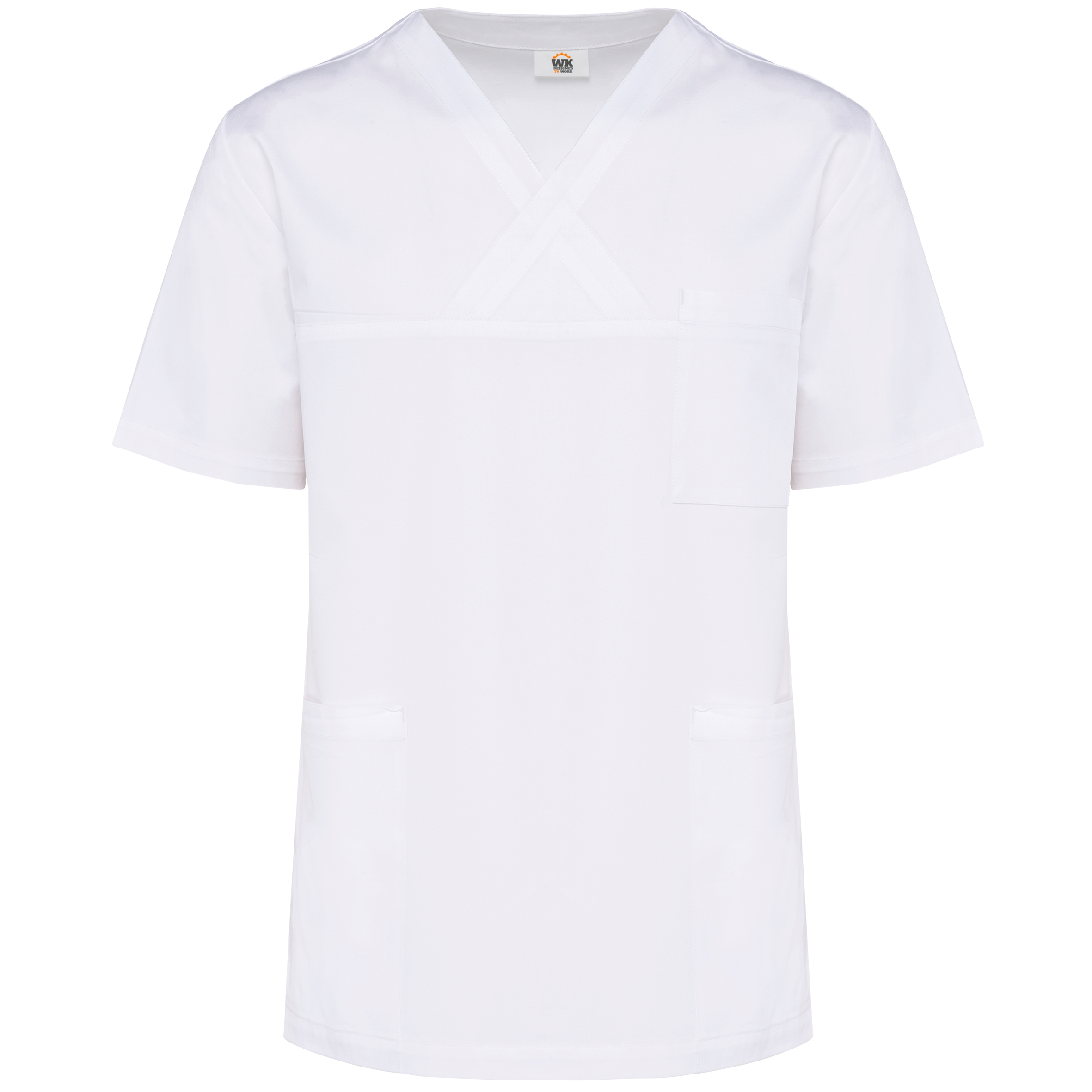 Túnica de manga curta poliéster/algodão unissexo — Branco Frente