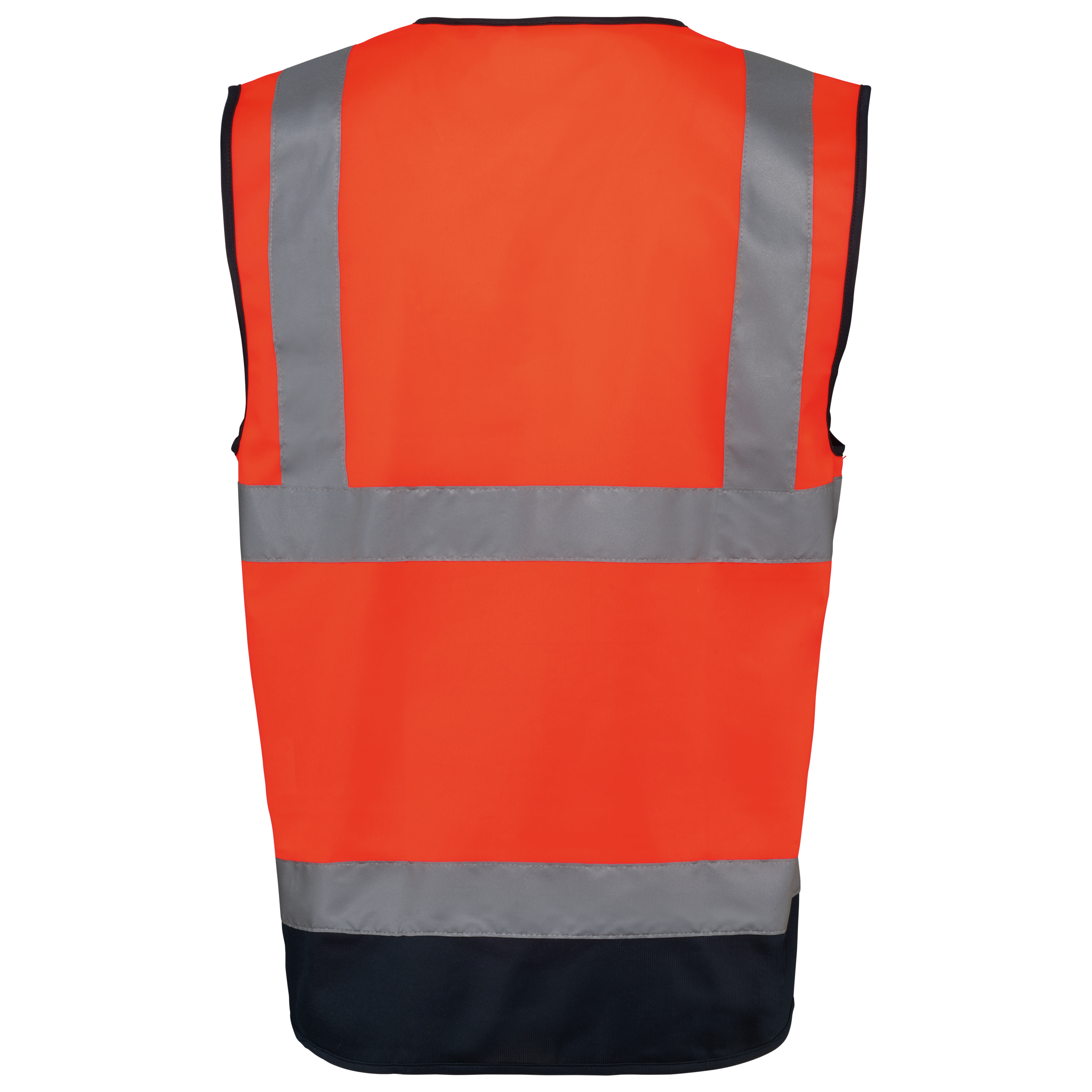Colete de segurança de alta visibilidade em material reciclado com fecho unissexo - Hi Viz Orange / Navy