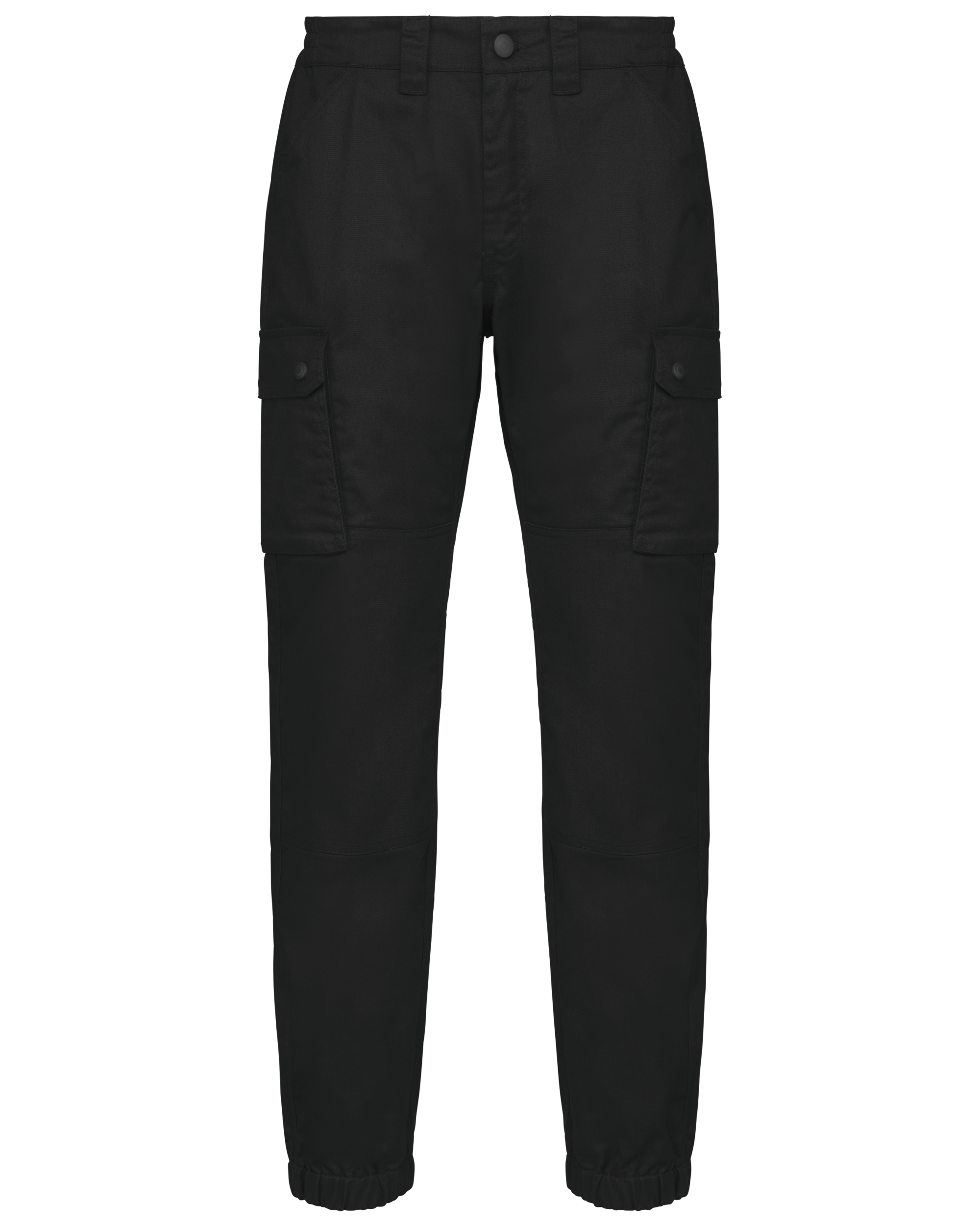 Calças cargo com tornozelos elásticos unissexo — Preto Frente