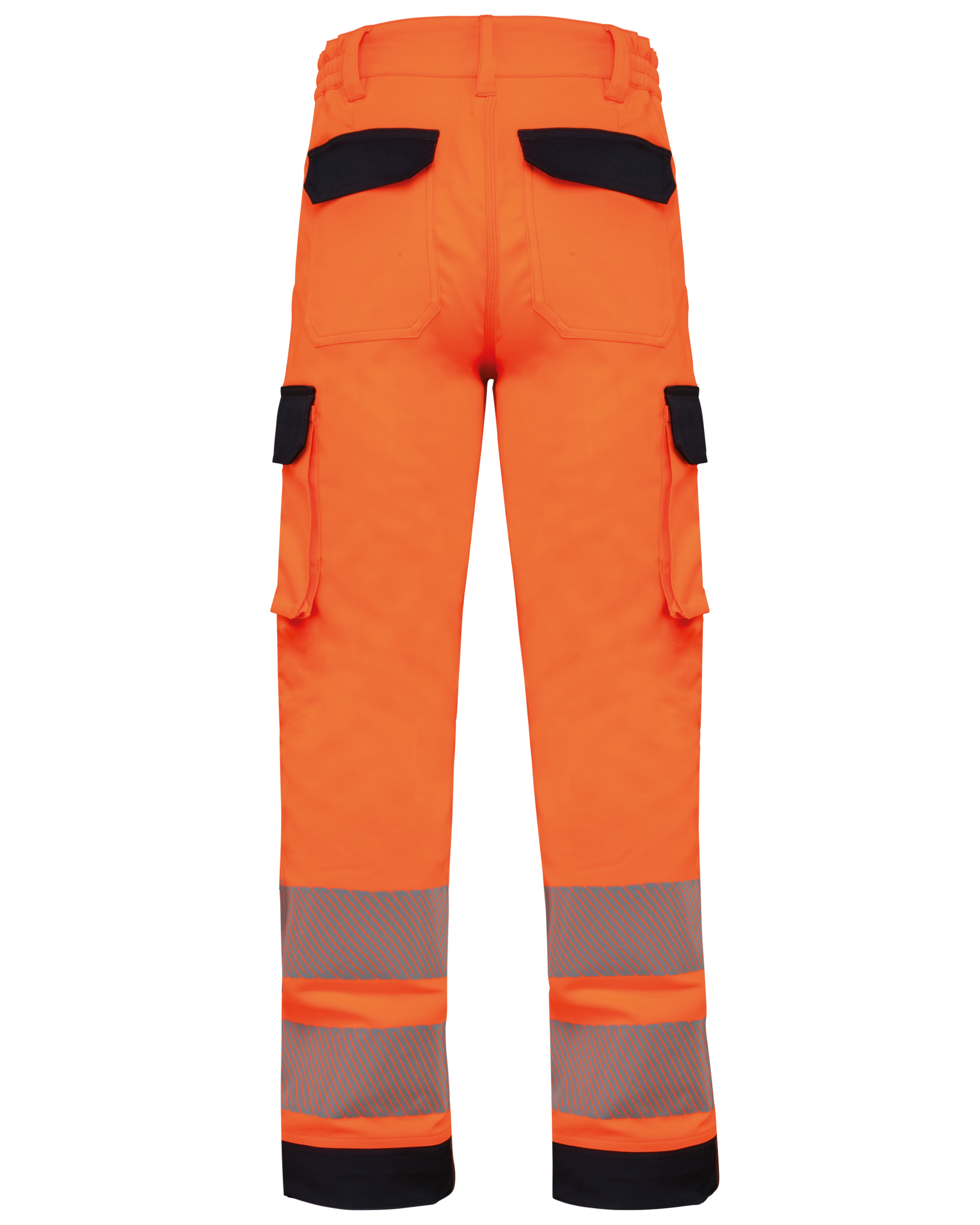 Calças de segurança em material reciclado multibolsos unissexo - Hi Viz Orange / Navy