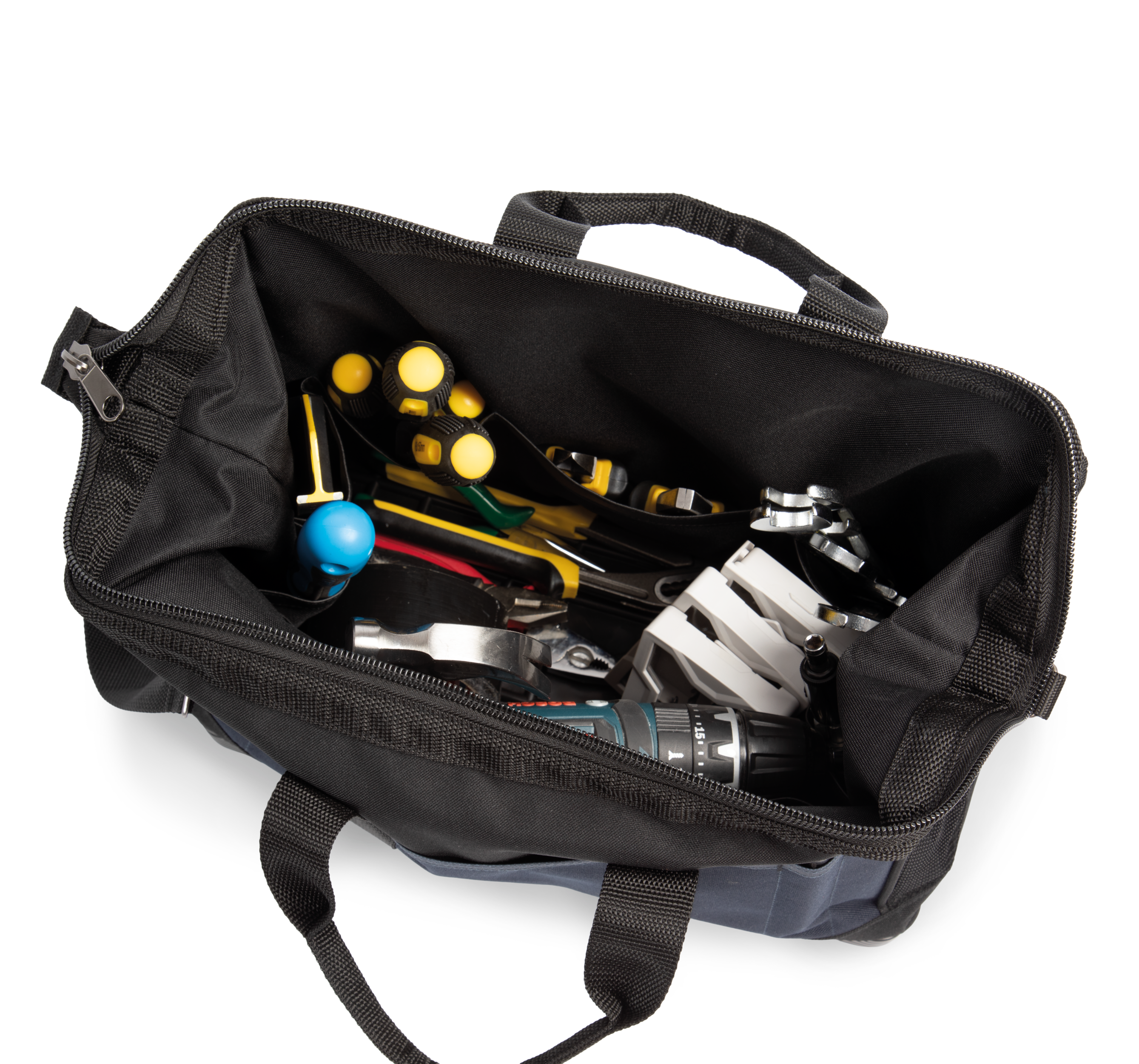 Saco para ferramentas com fundo plástico — Preto Frente