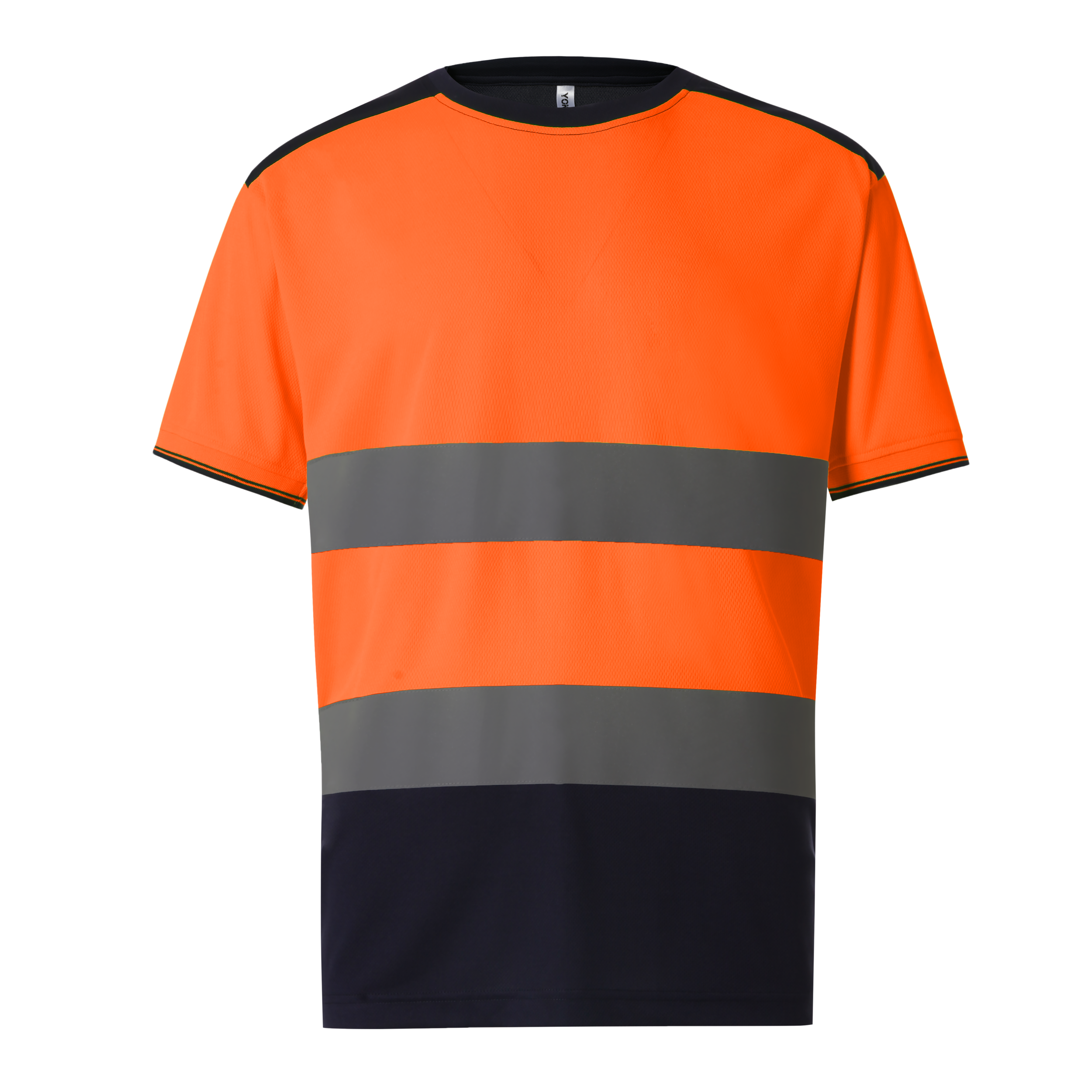T-shirt bicolor de alta visibilidade — Laranja Frente