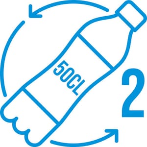 Number of 50cl plastic bottles used to manufacture this recycled polyester product.