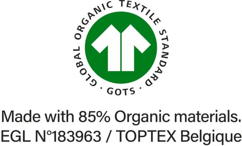 GOTS (Global Organic Textile Standard) certification is the strictest certification for textiles made from organic fibers, covering the entire process from the transformation of the organic fiber to an environmentally and socially responsible manufacturing. Certified by Ecocert Greenlife.