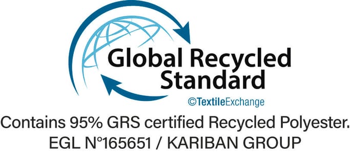 Certificación GRS (Global Recycled Standard), verifica el porcentaje de material reciclado y garantiza su trazabilidad desde el origen hasta el producto final. Certificado por Ecocert Greenlife.
