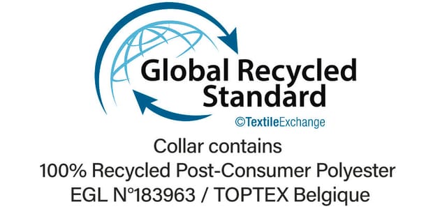 Certification GRS (Global Recycled Standard), vérifie le pourcentage de matière recyclée et en assure la traçabilité depuis la source jusqu’au produit fini. Certifié par Ecocert Greenlife.