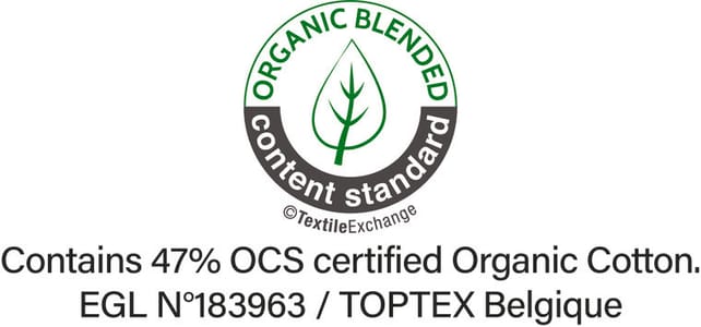 OCS-certificering (Organic Content Standard), controleert het percentage materiaal van biologische oorsprong en garandeert de traceerbaarheid ervan van de bron tot het eindproduct. Gecertificeerd door Ecocert Greenlife.
