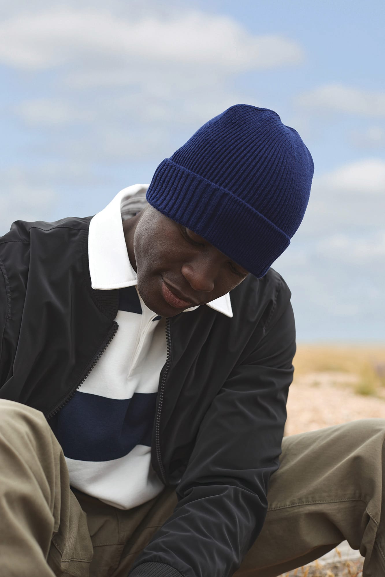 Gorro de algodão biológico com patch técnico