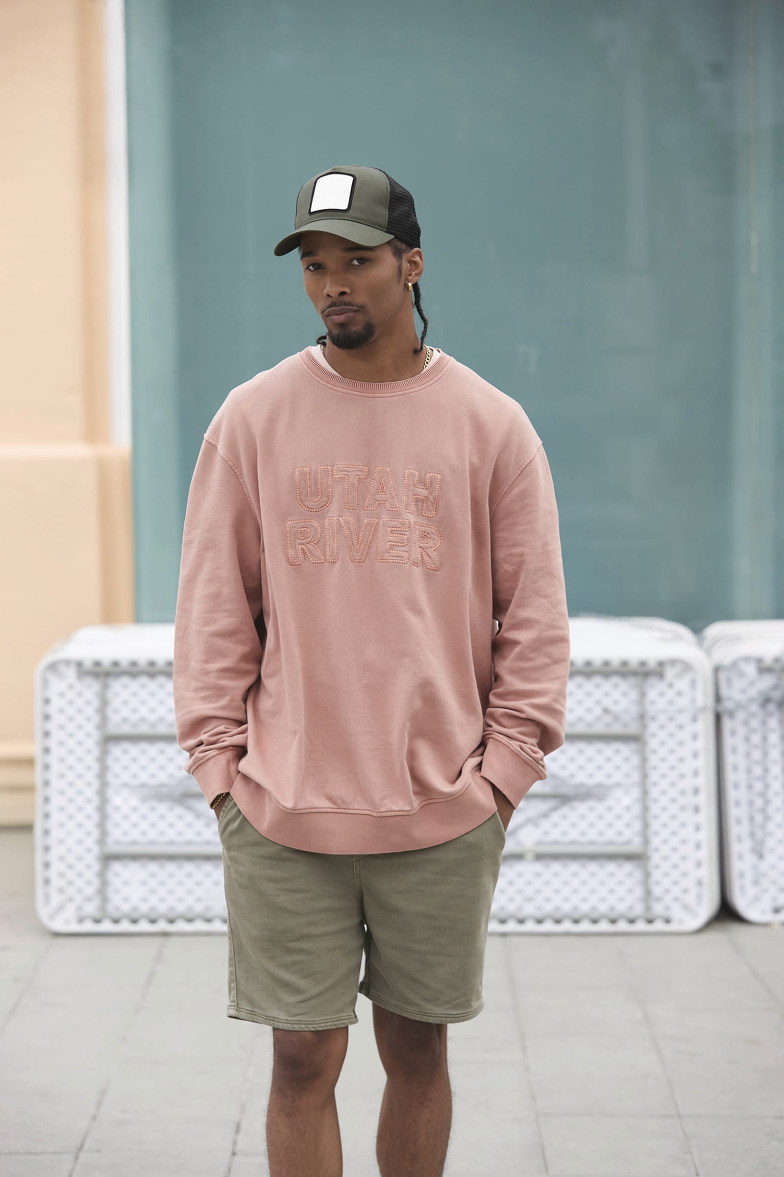 5-panel trucker pet met vierkante patch