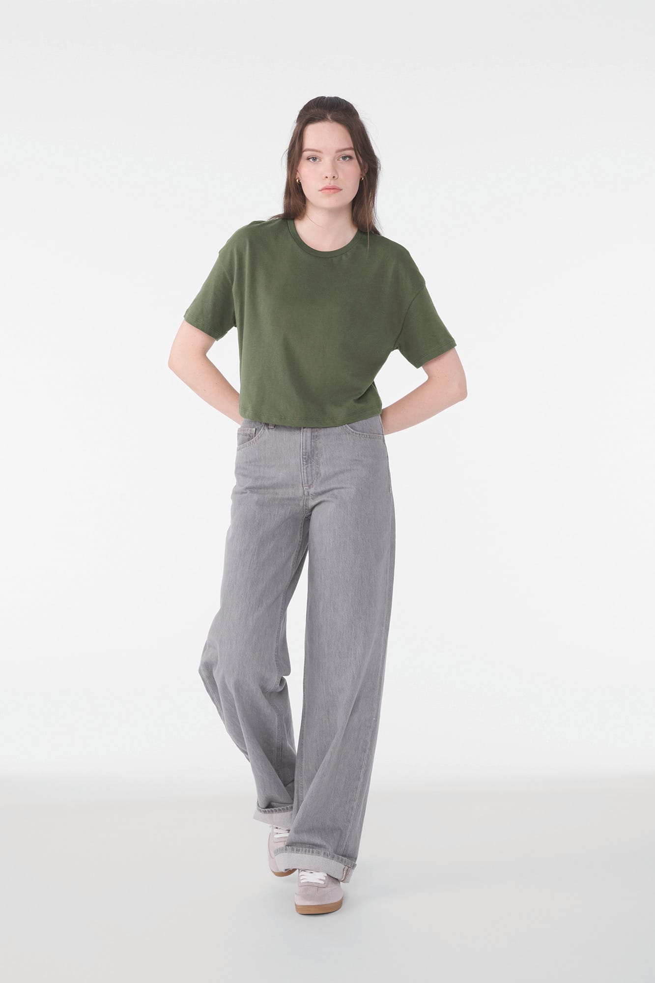 T-shirt «crop» de senhora