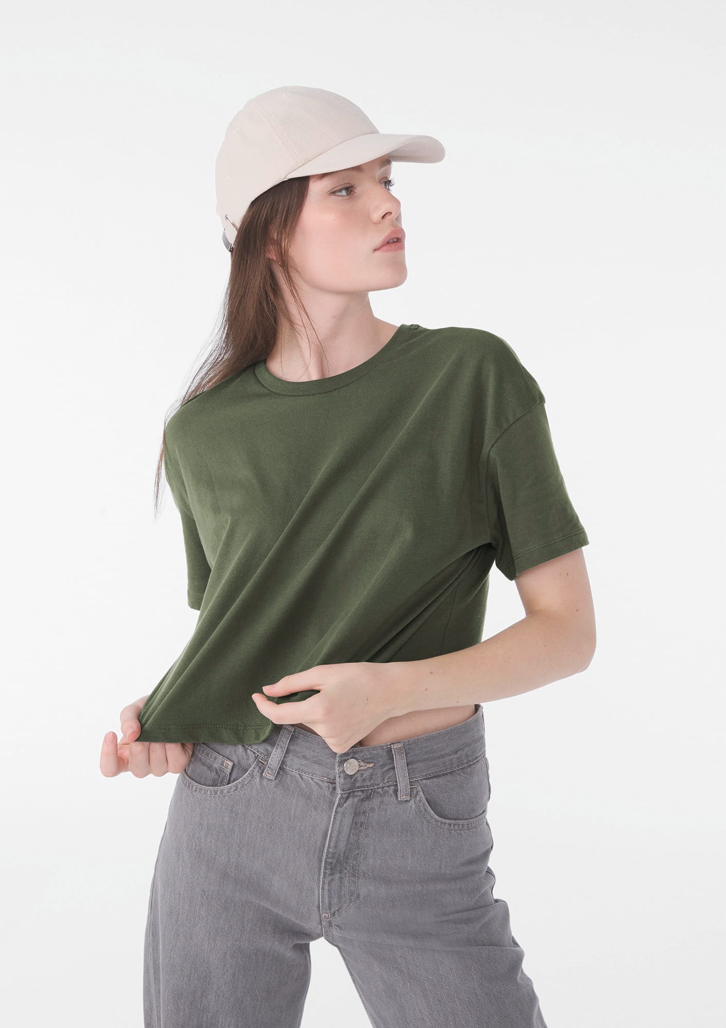 T-shirt «crop» de senhora