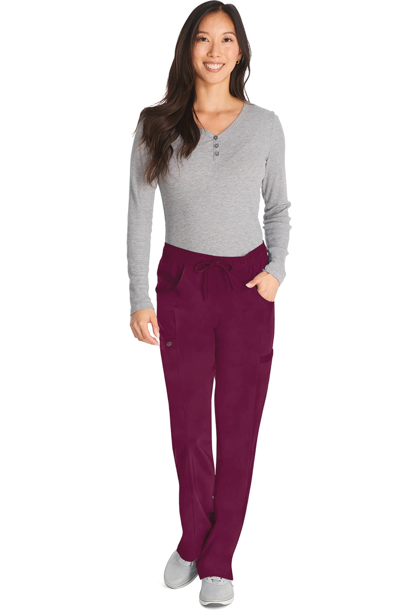 Calças de cintura média com cordão de senhora