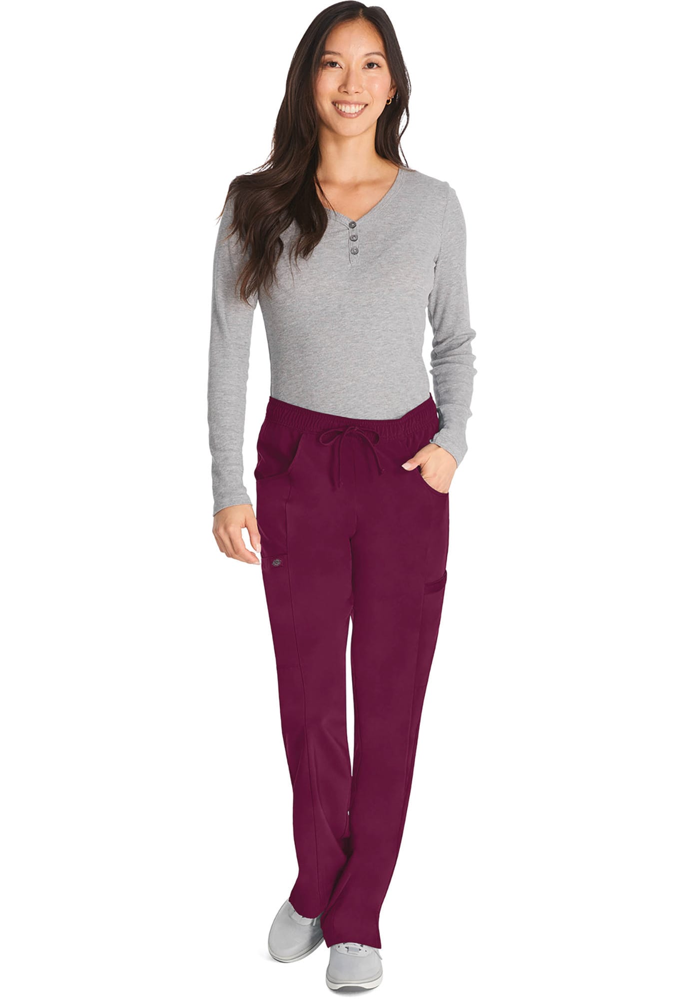 Calças de cintura média com cordão de senhora