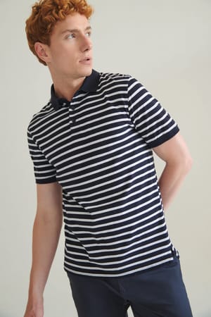 Gestreepte jersey polo