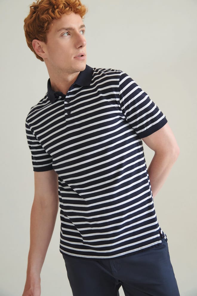 Polo jersey à rayures