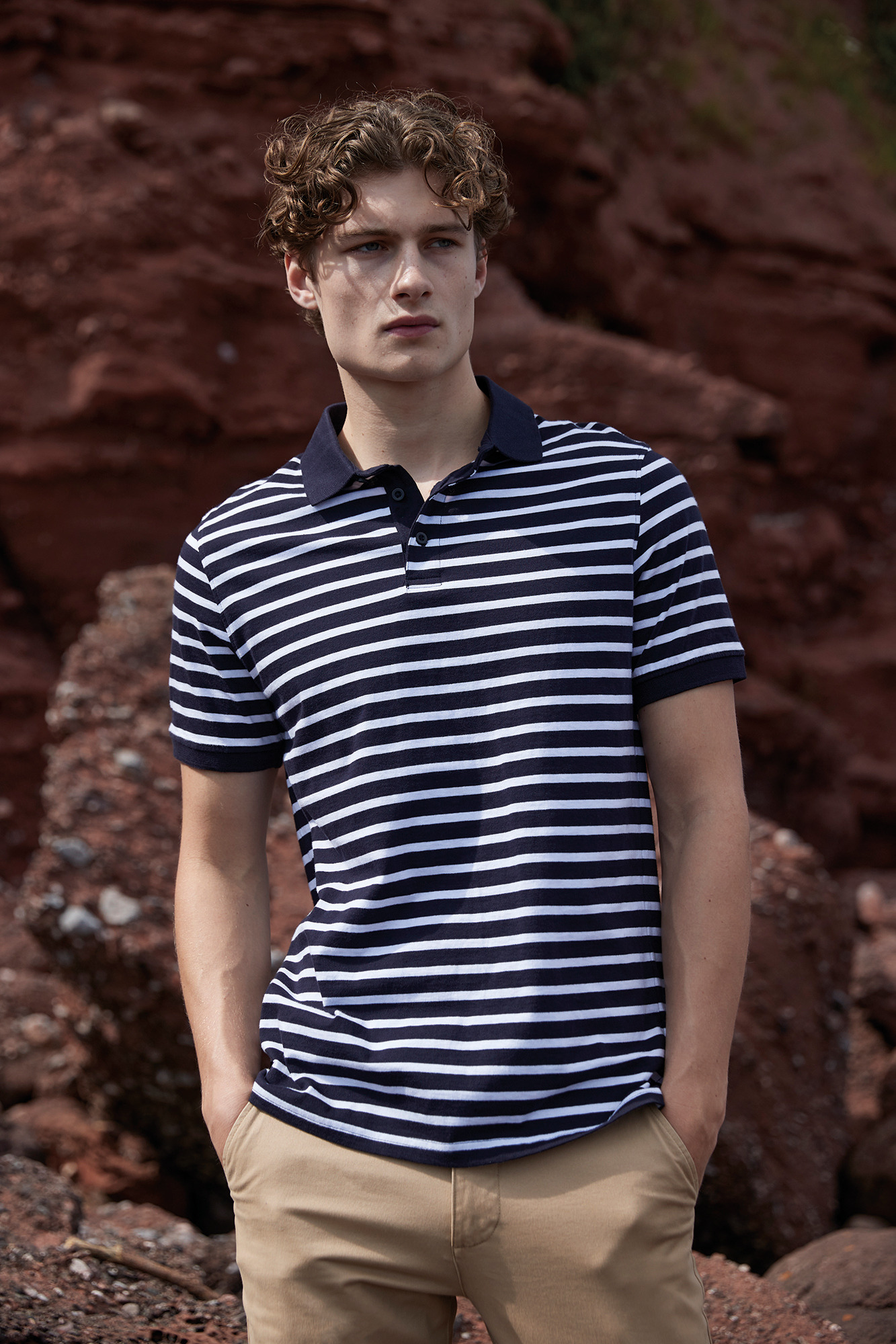 Gestreepte jersey polo