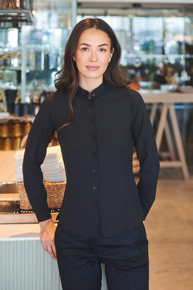 Camisa cuello mao mujer