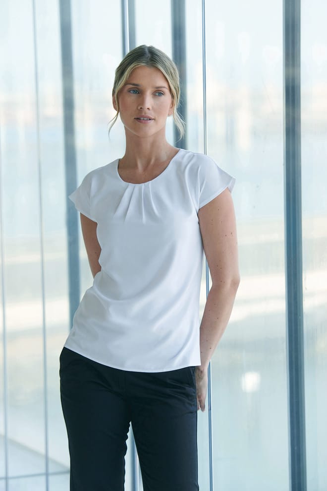 Top col plissé femme