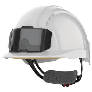 EVOLite® veiligheidshelm met badgehouder, geventileerd, met ratelsluiting.