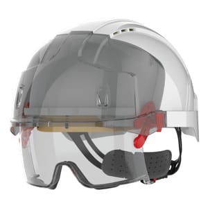 EVO® VISTAlens™ veiligheidshelm, microvizier, geventileerd, met geïntegreerd anticondens, antikras overzetbrilletje KN
